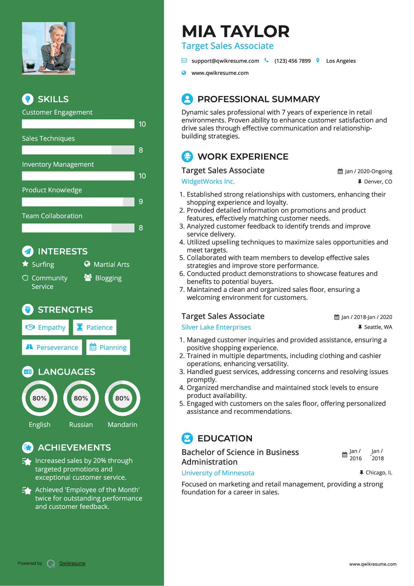 Target Sales Associate Resume Samples QwikResume