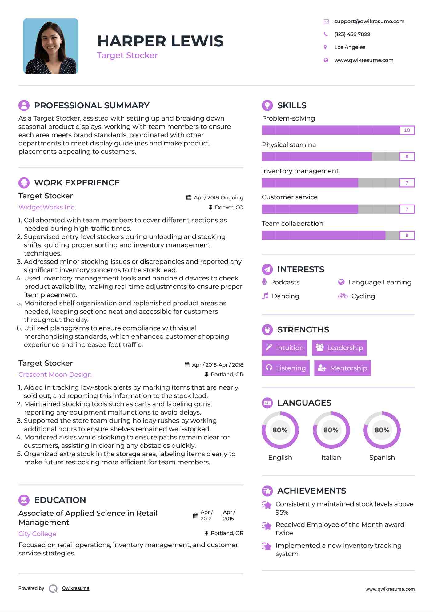 Target Stocker Resume Sample