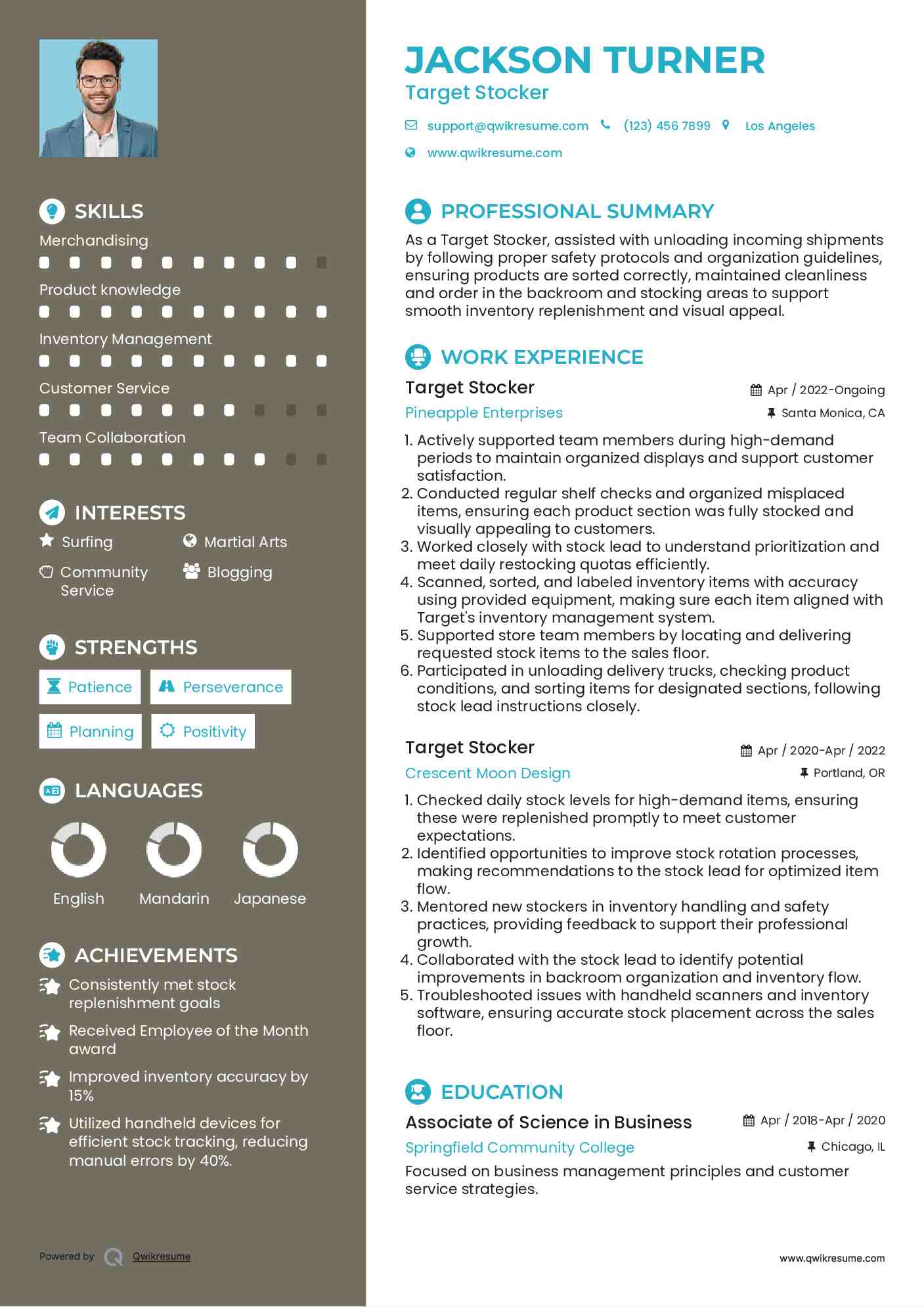 Target Stocker Resume Sample