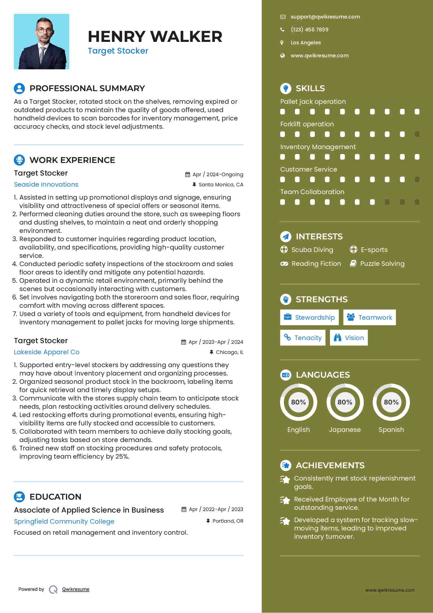 Target Stocker Resume Template