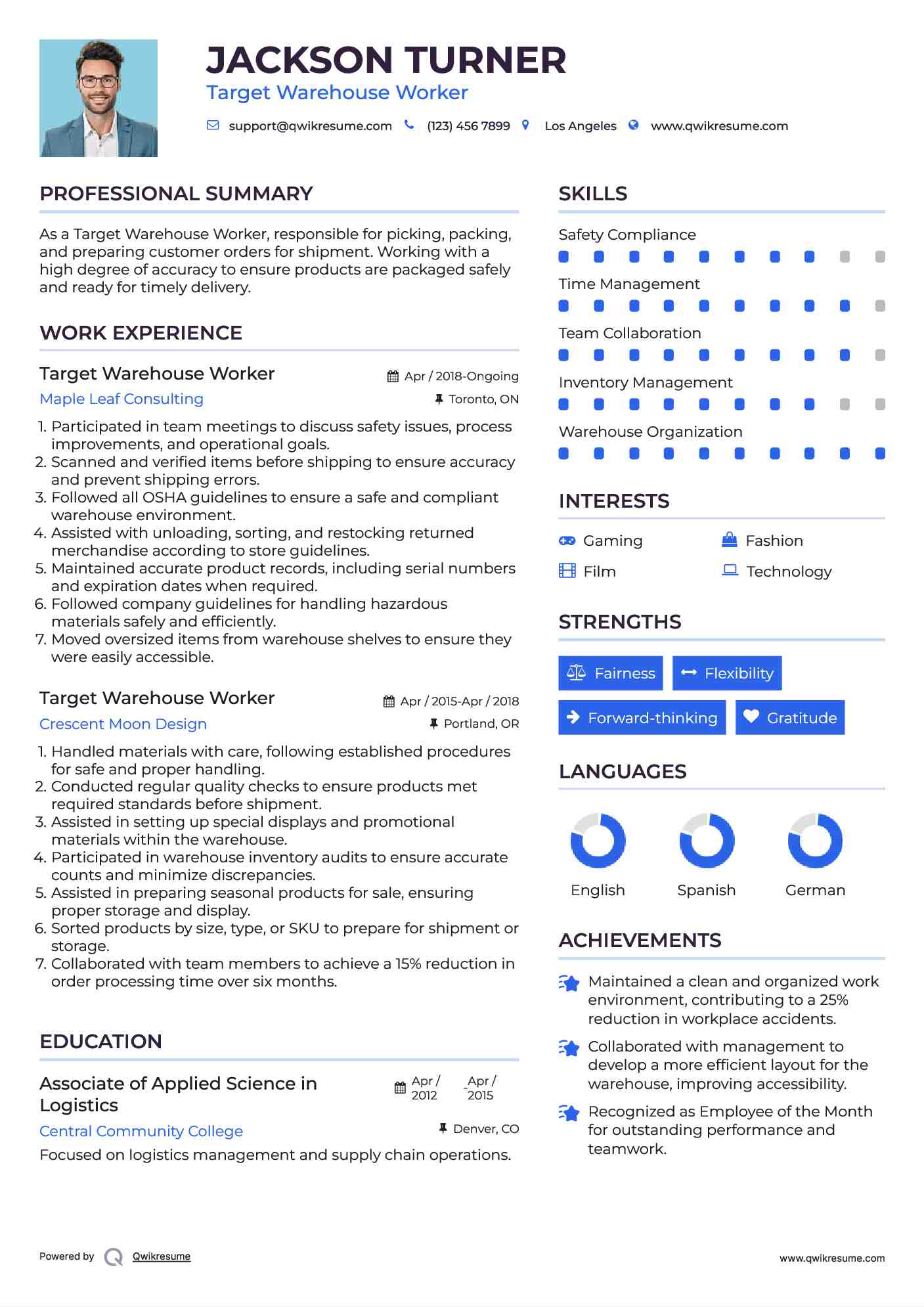 Target Warehouse Worker Resume Sample