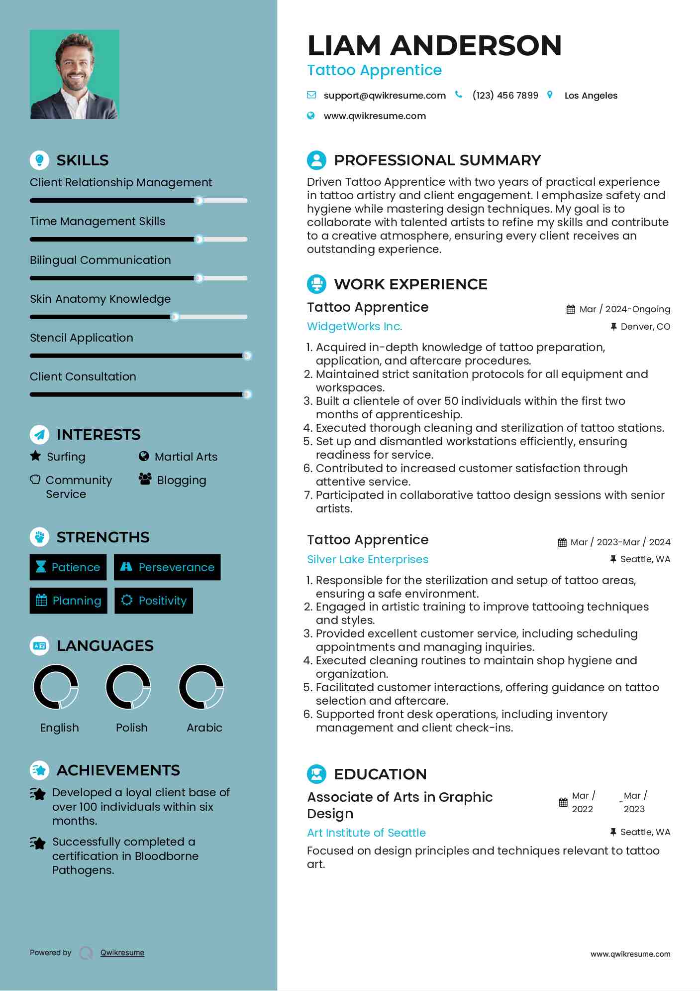 Tattoo Apprentice Resume Model