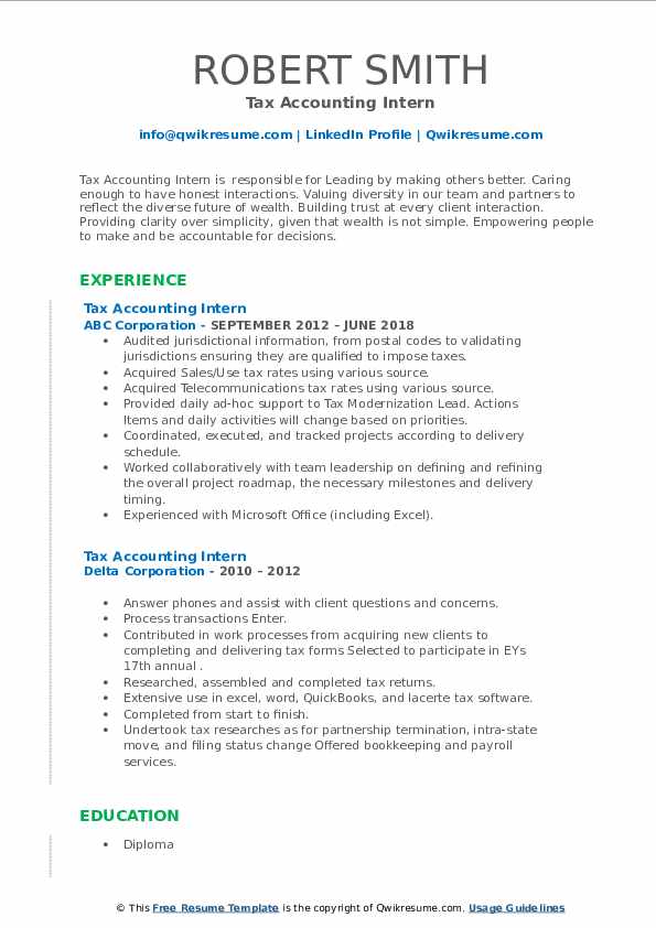 Tax Accounting Intern Resume Samples - Tax Accounting Intern 1664026372 Pdf 