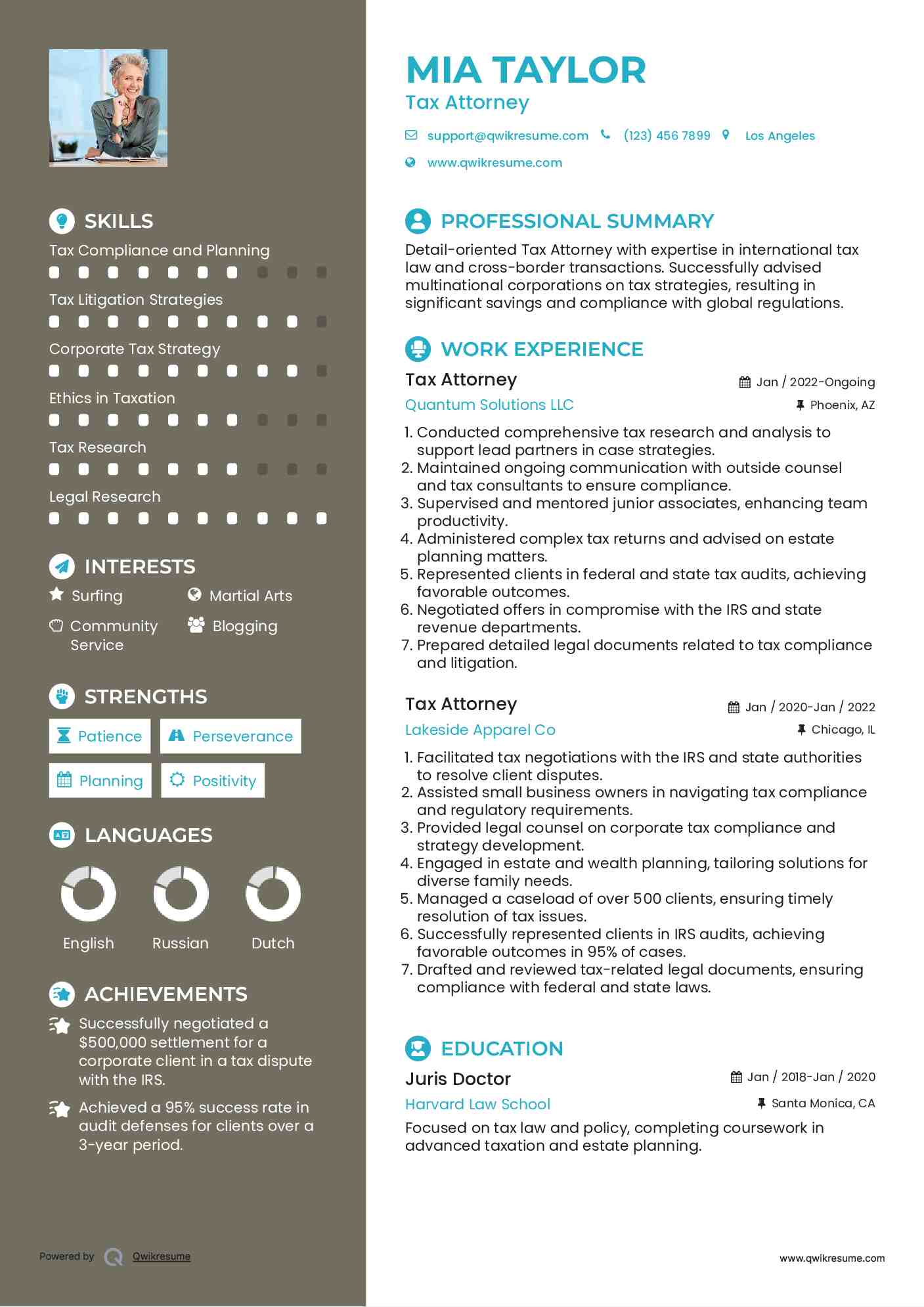 Tax Attorney Resume Format