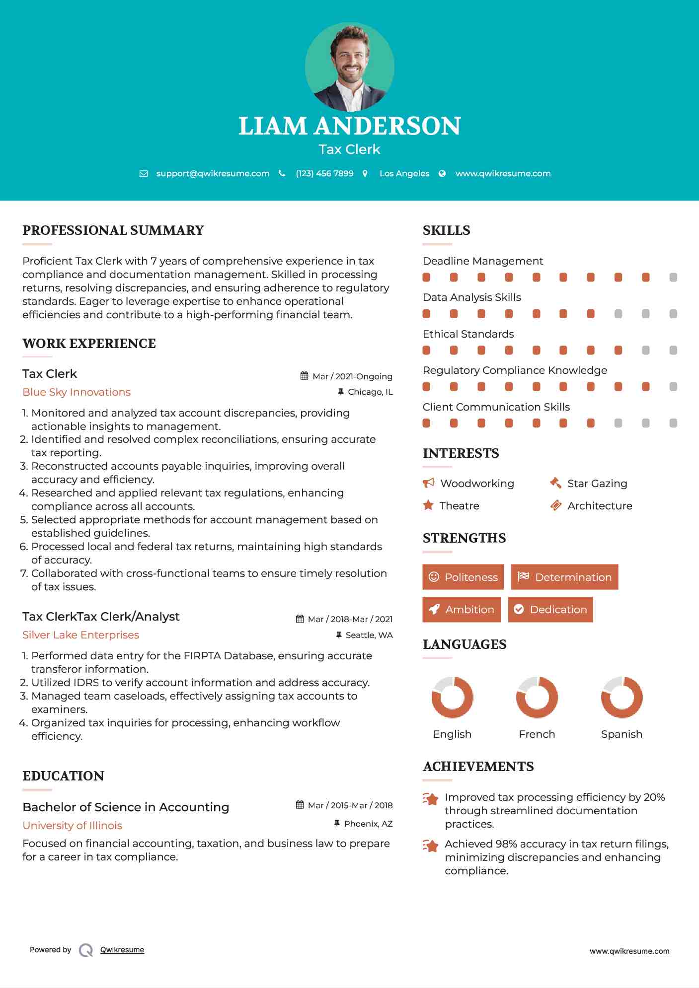 Tax Clerk Resume Template