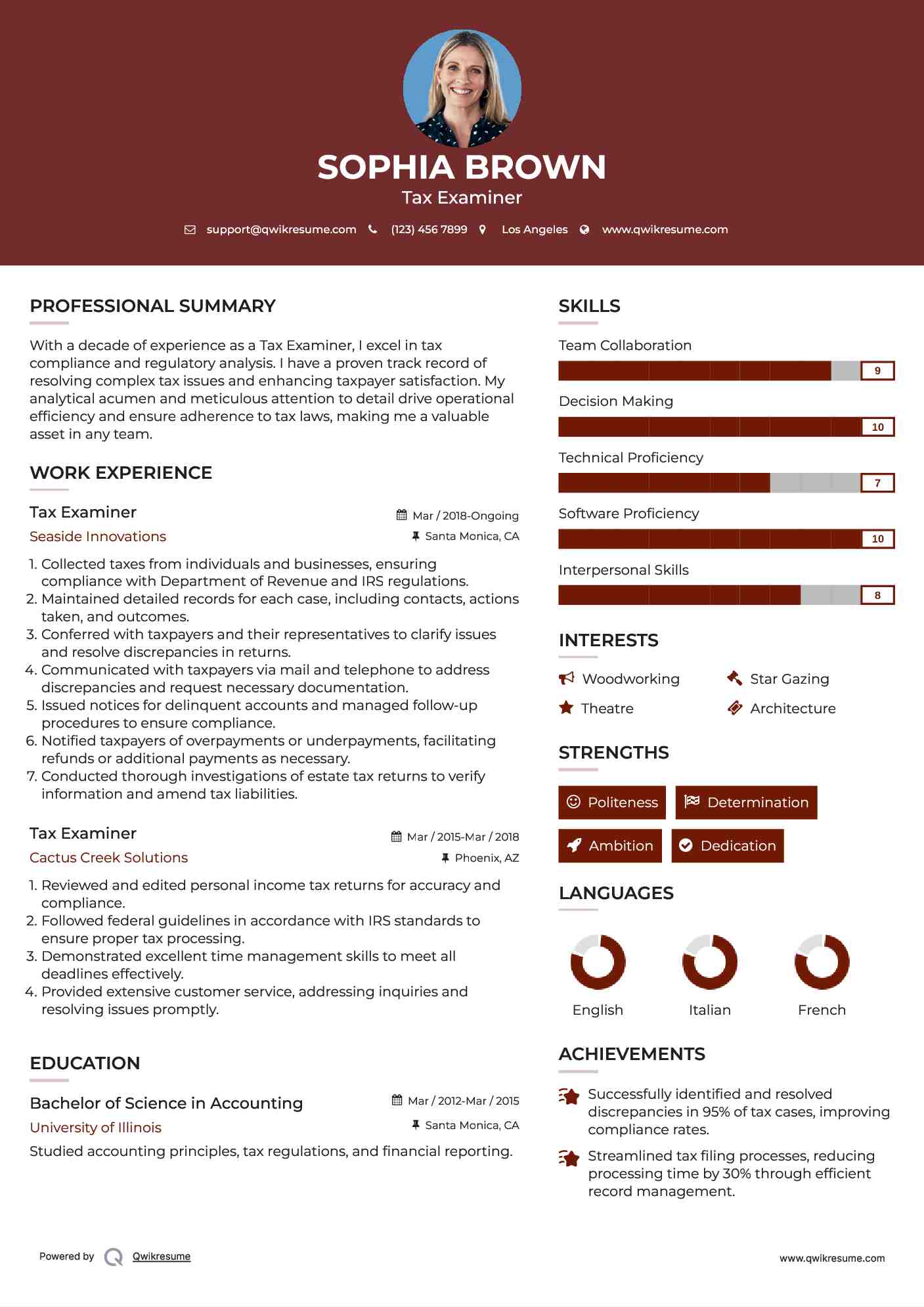 Tax Examiner Resume Format