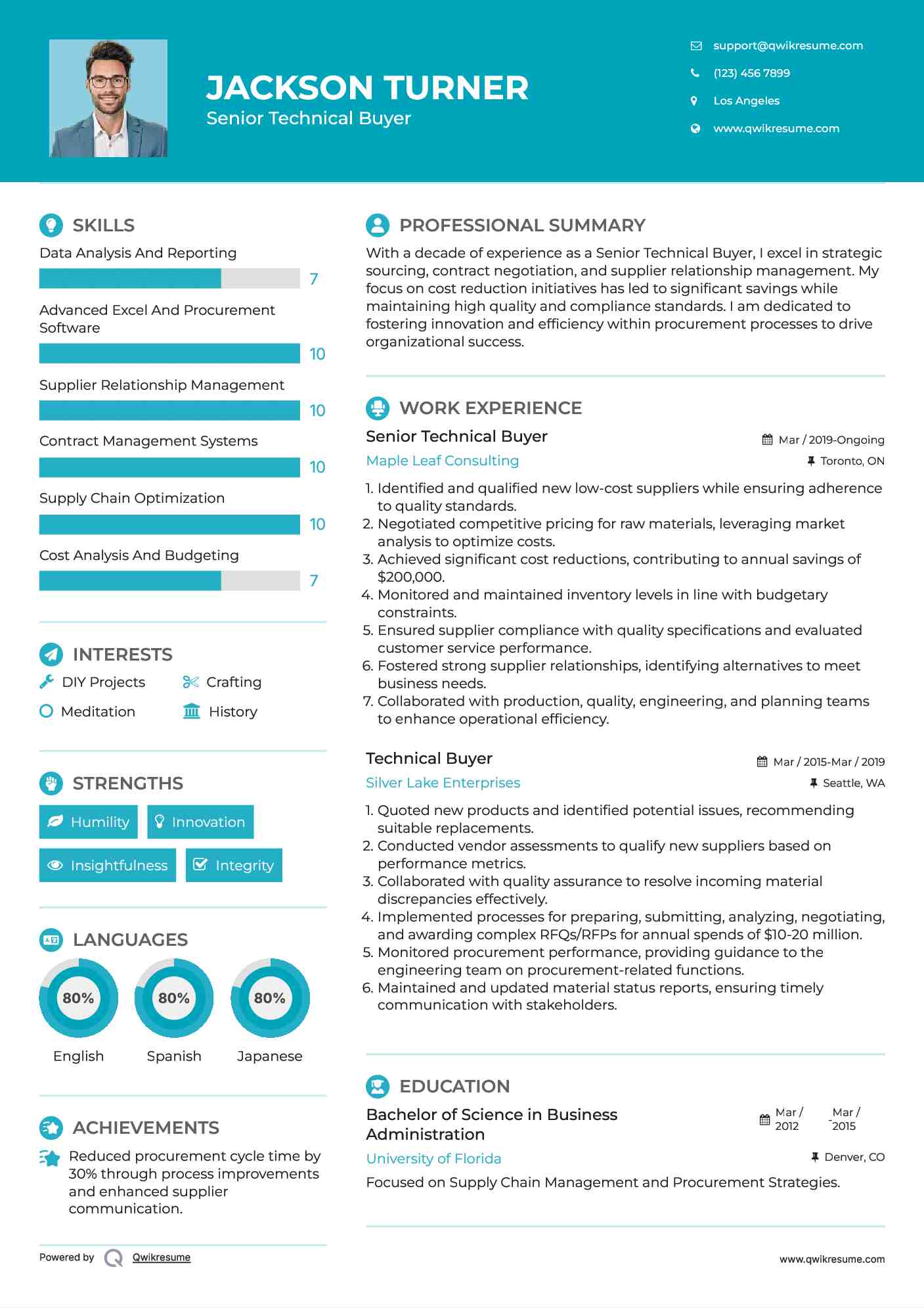 Senior Technical Buyer Resume Template