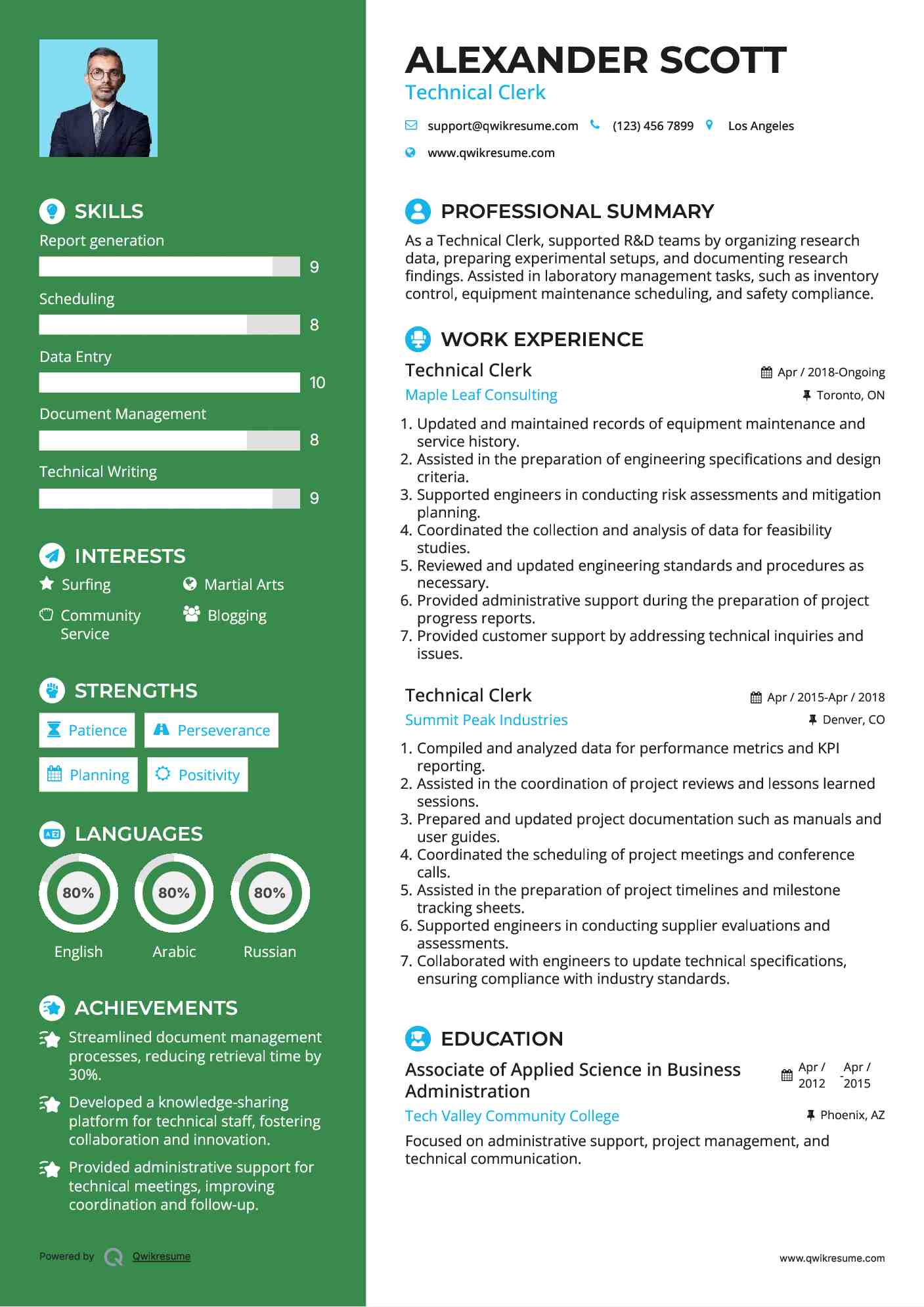 Technical Clerk Resume Model