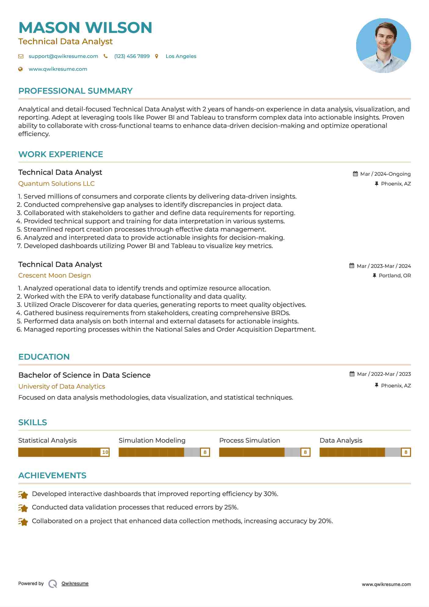 Technical Data Analyst Resume Model