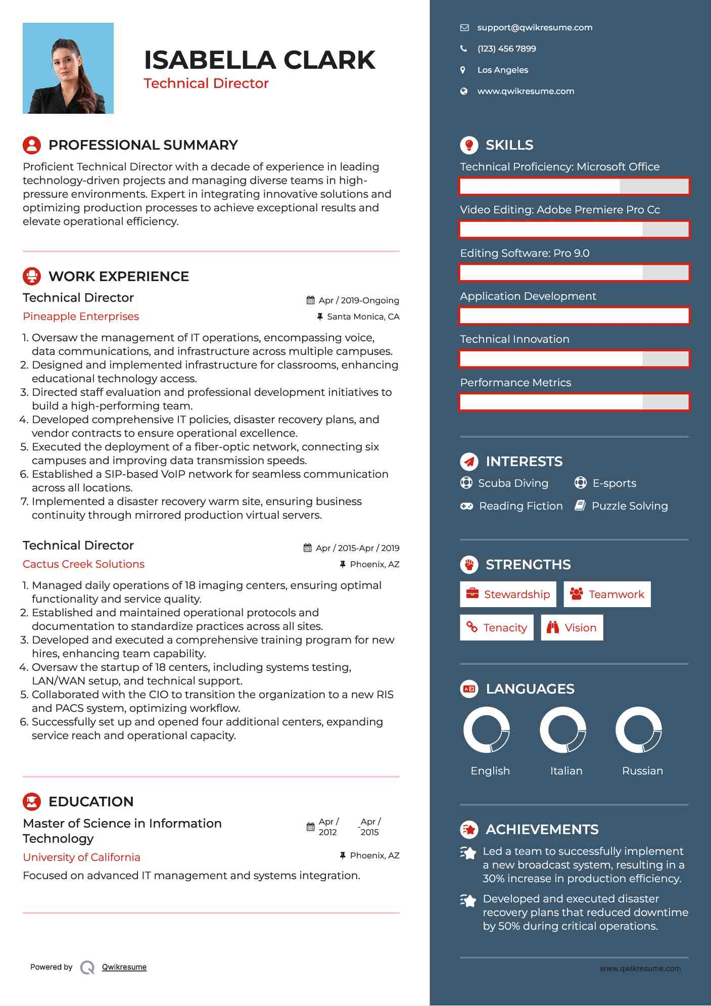 Technical Director Resume Template