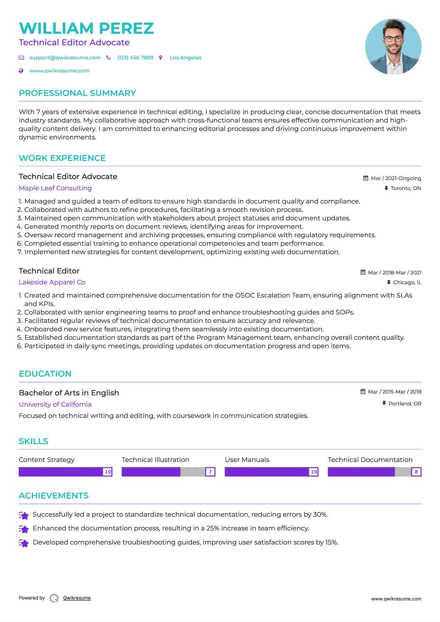 Technical Editor Advocate Resume Example