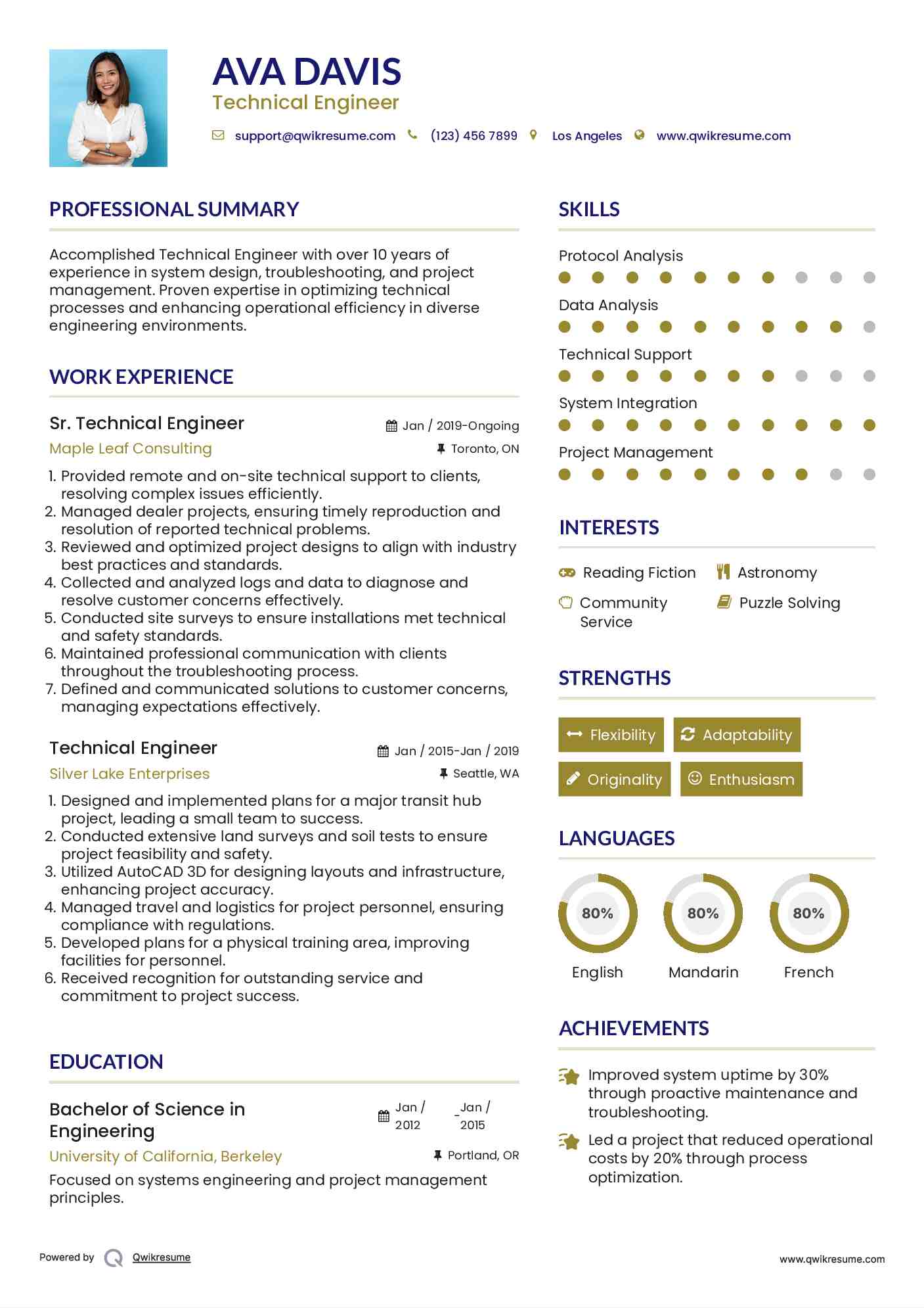 Sr. Technical Engineer Resume Sample