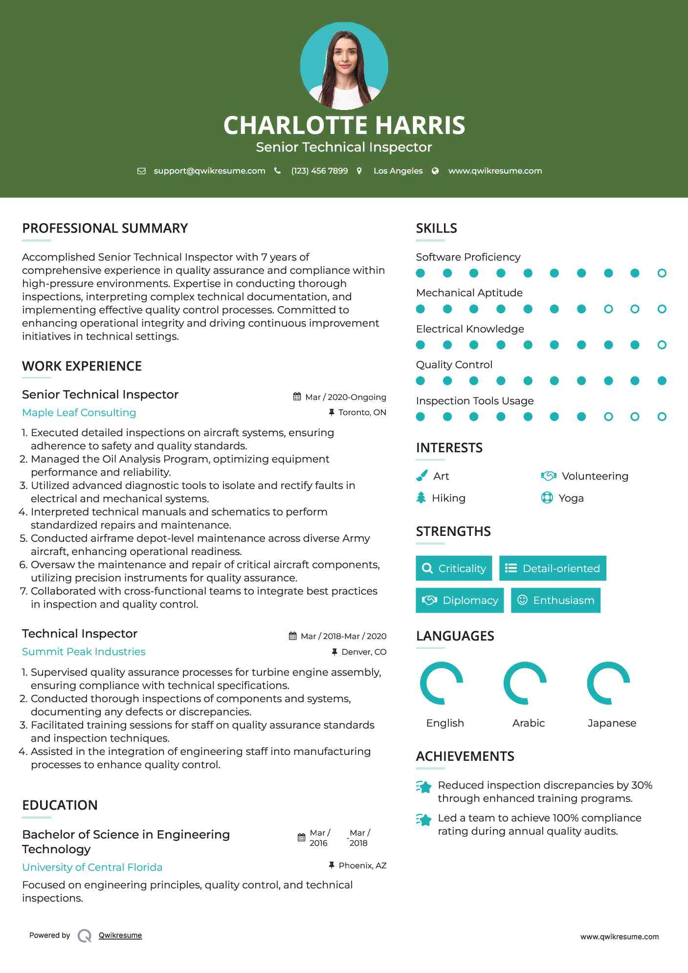 Senior Technical Inspector Resume Format