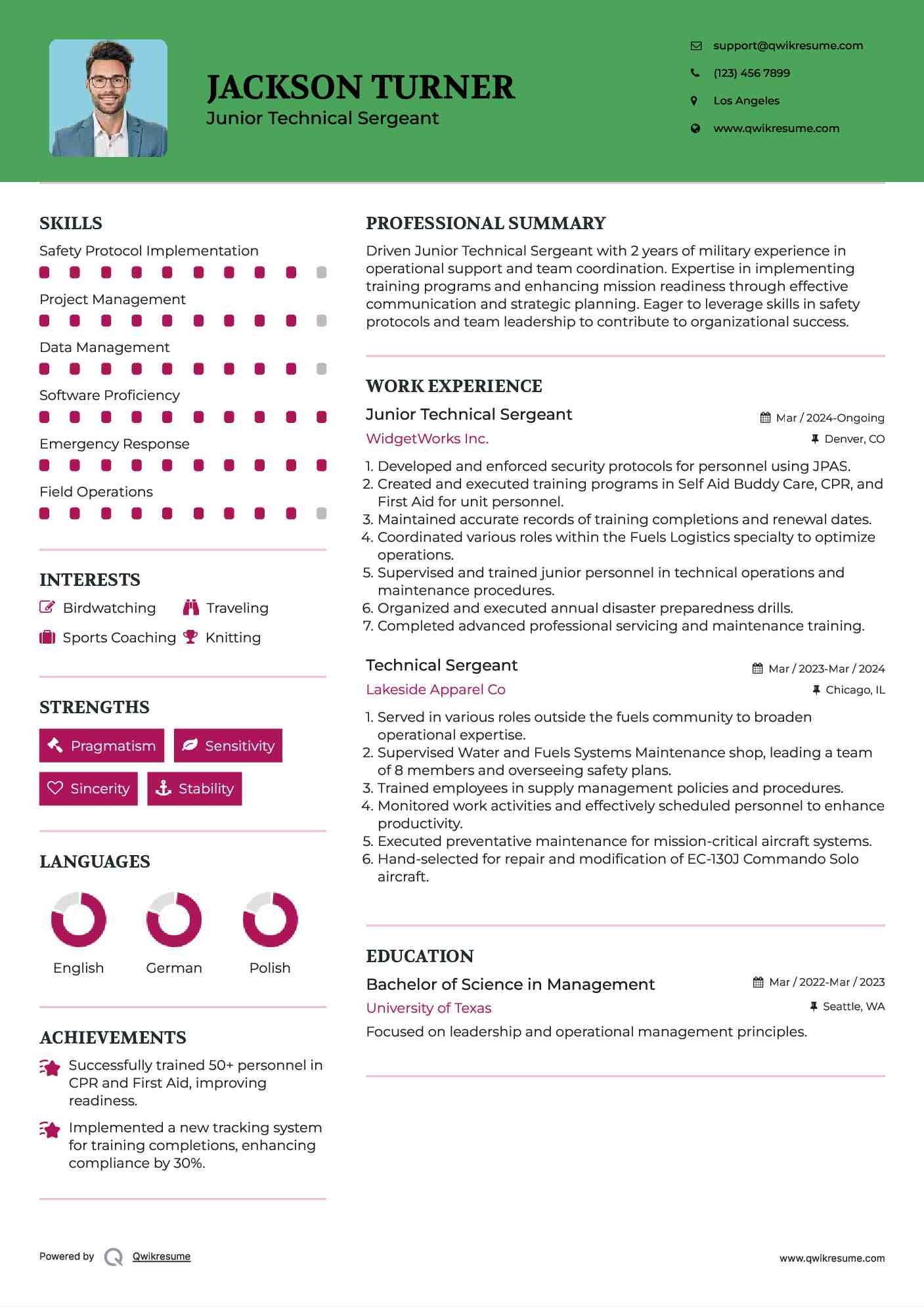 Junior Technical Sergeant Resume Format