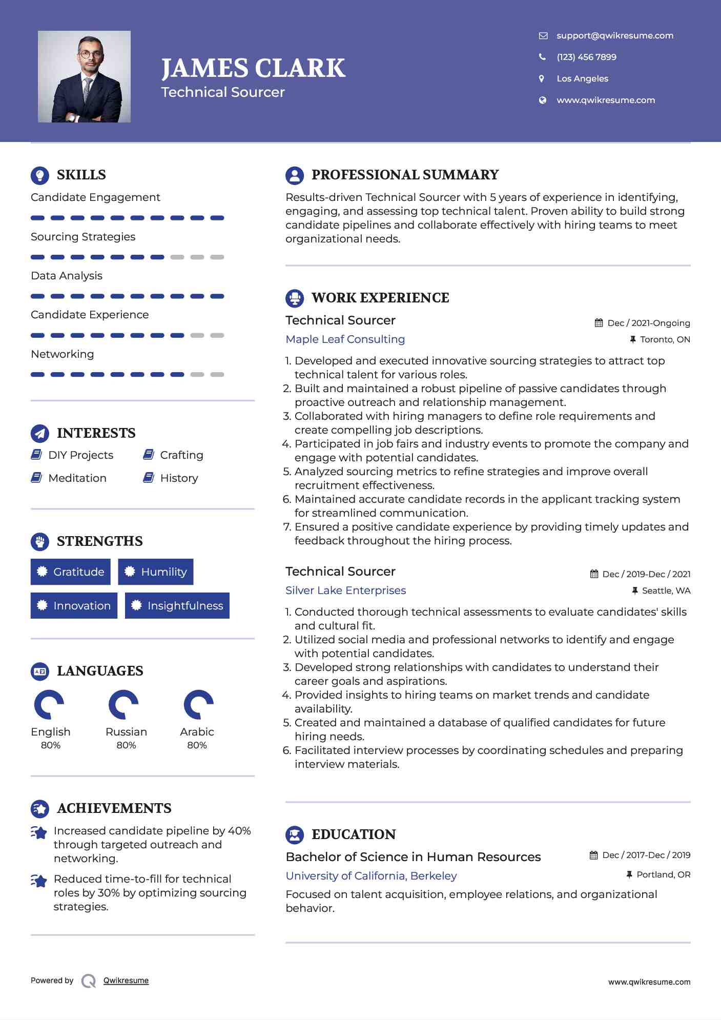 Technical Sourcer Resume Example