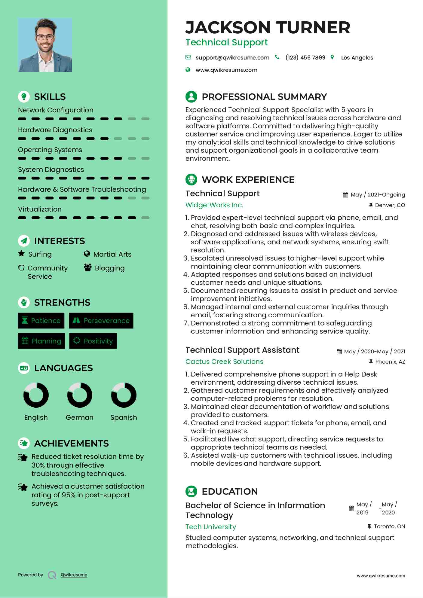 Technical Support Resume Template