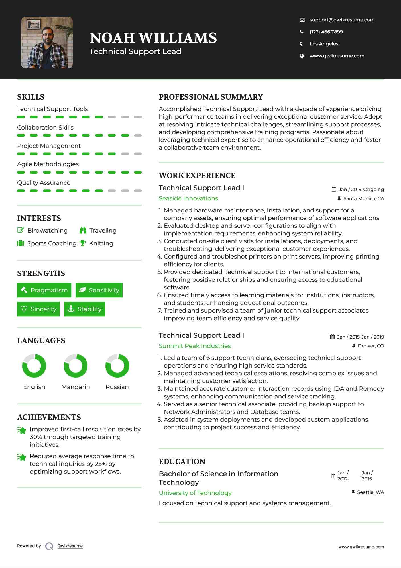 Technical Support Lead Resume Samples QwikResume