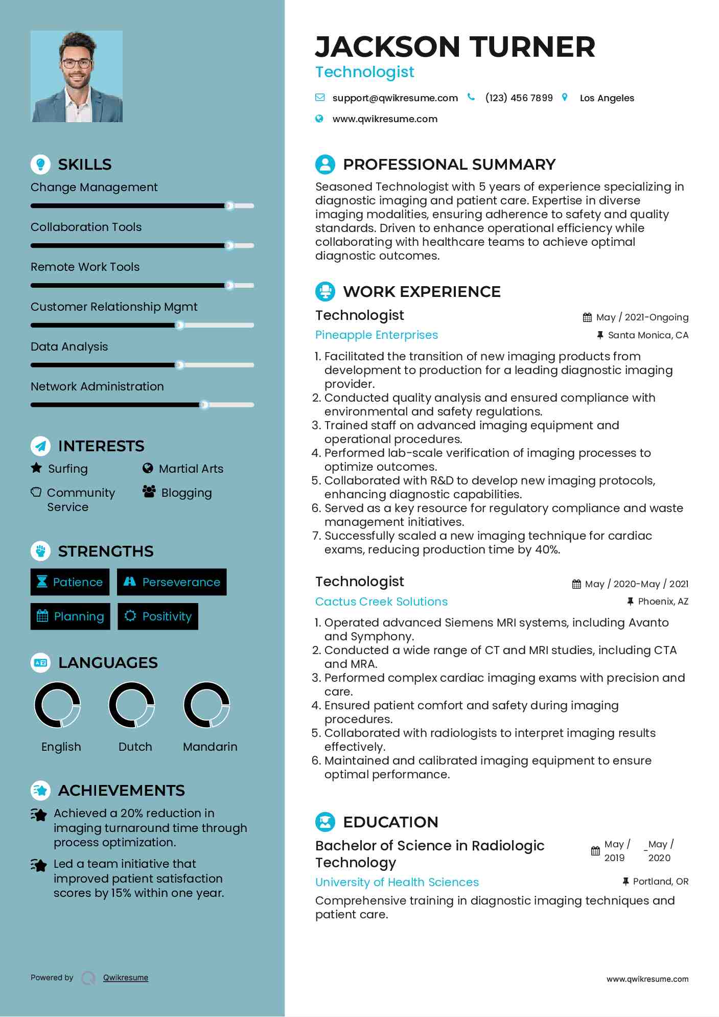 Technologist Resume Model
