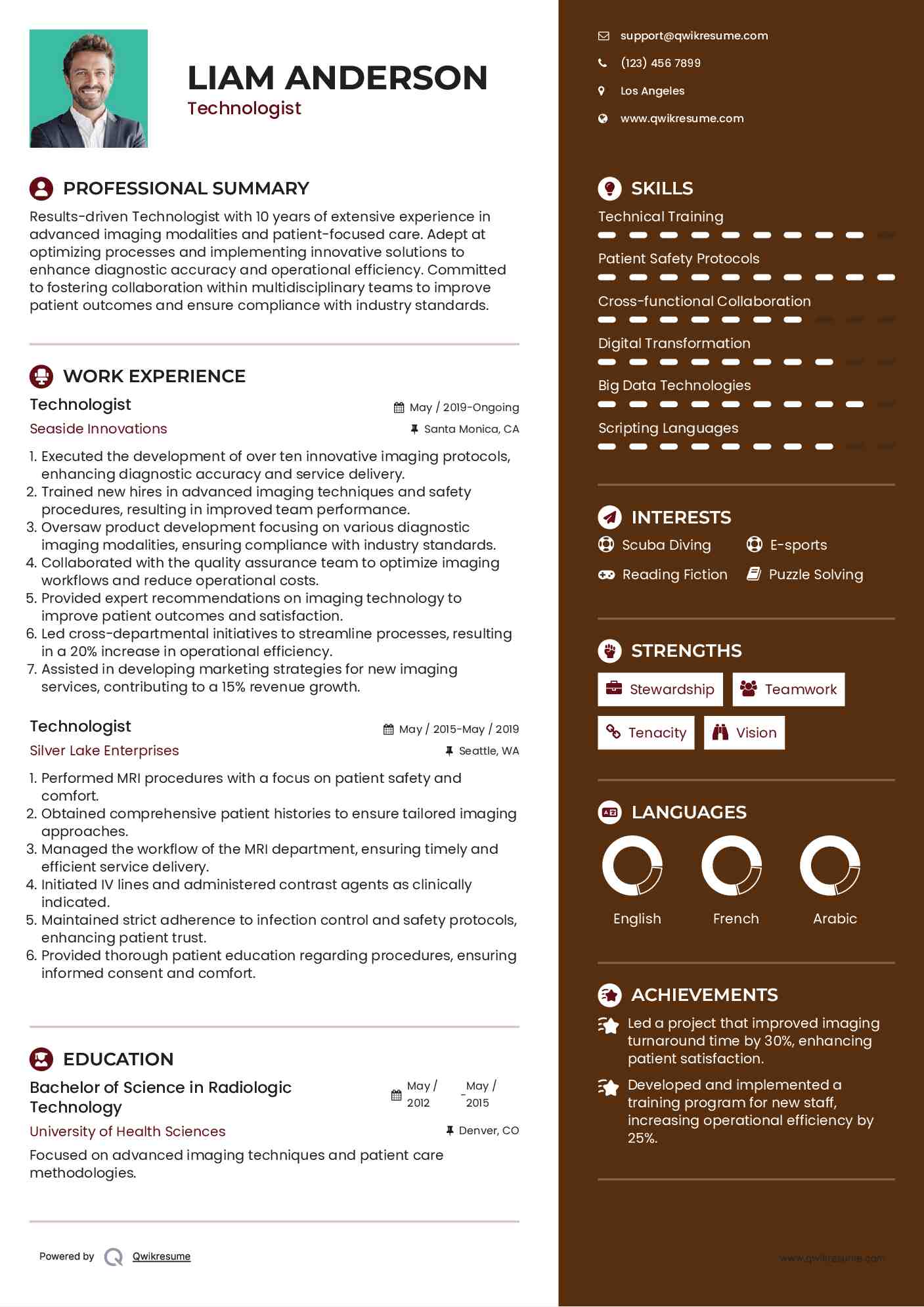 Technologist Resume Format