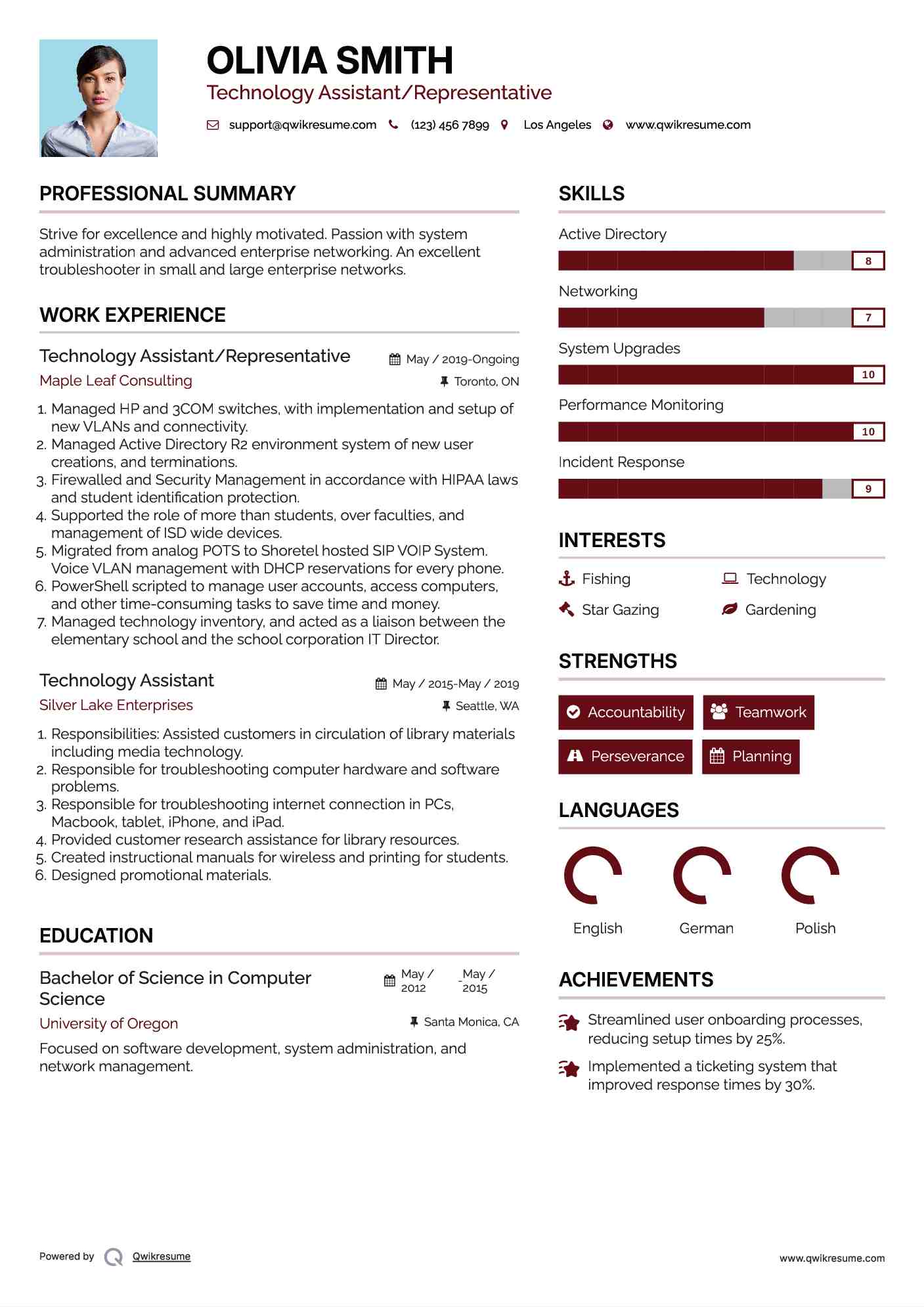 Technology Assistant/Representative Resume Template