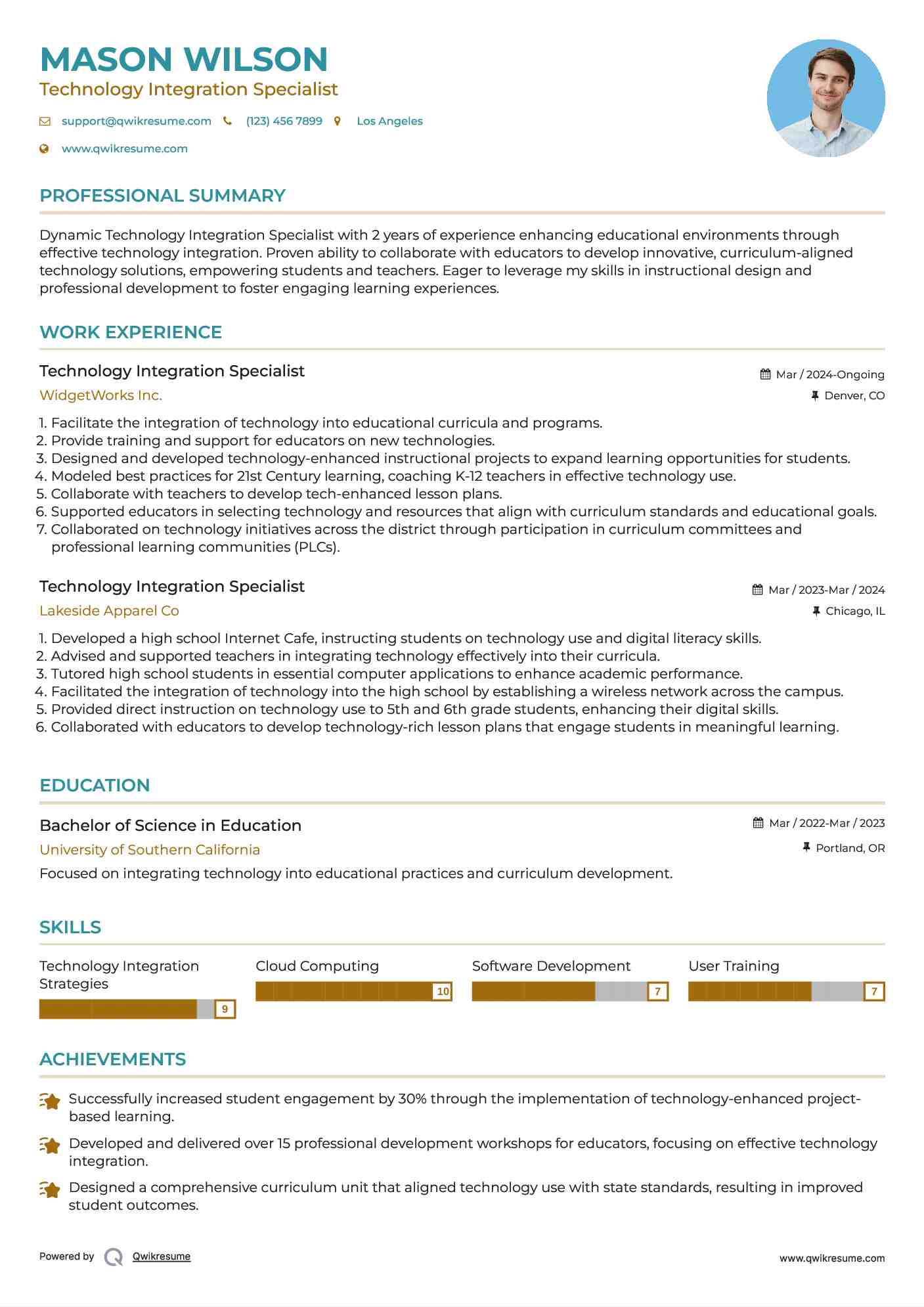 Technology Integration Specialist Resume Format