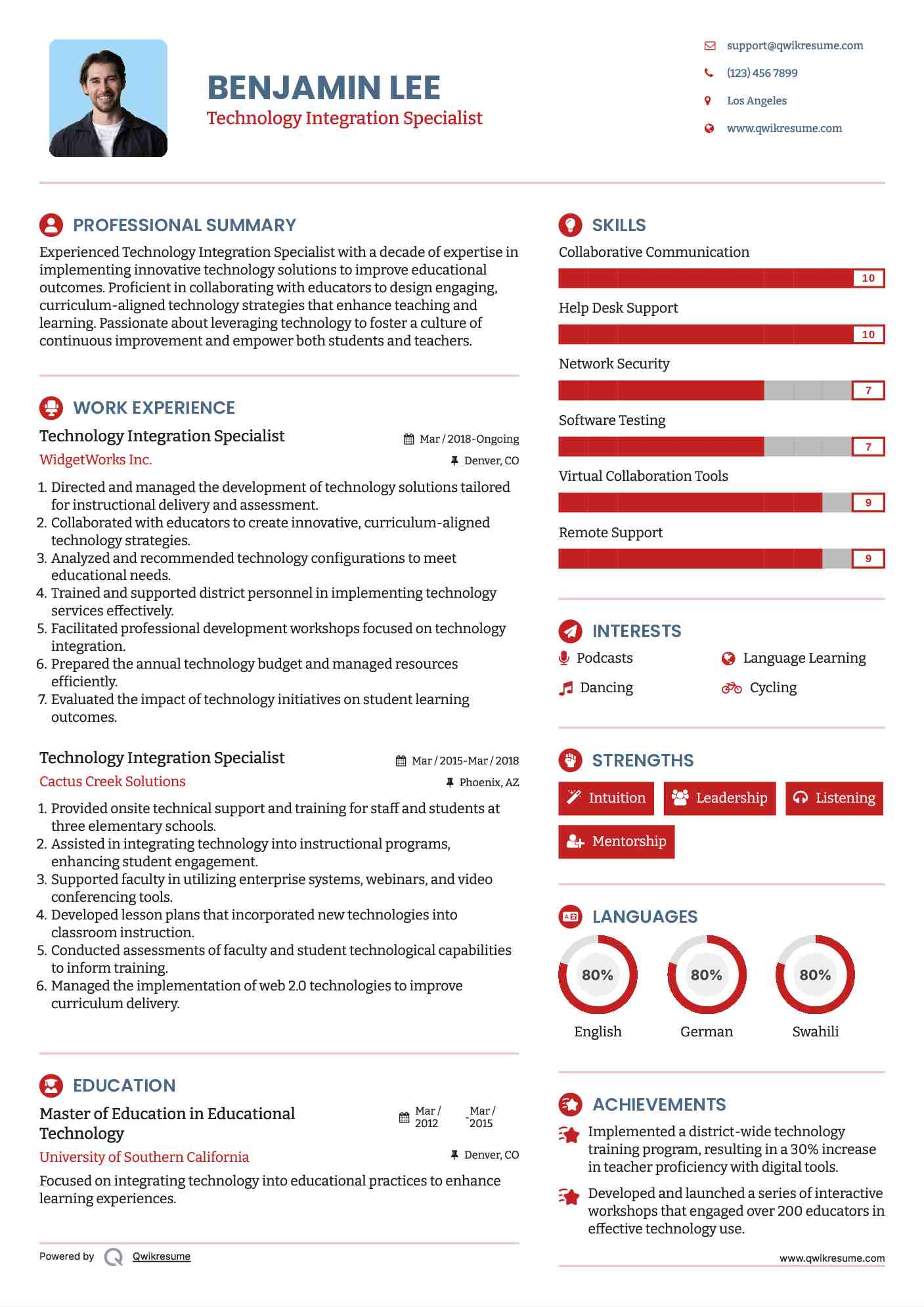 Technology Integration Specialist Resume Format