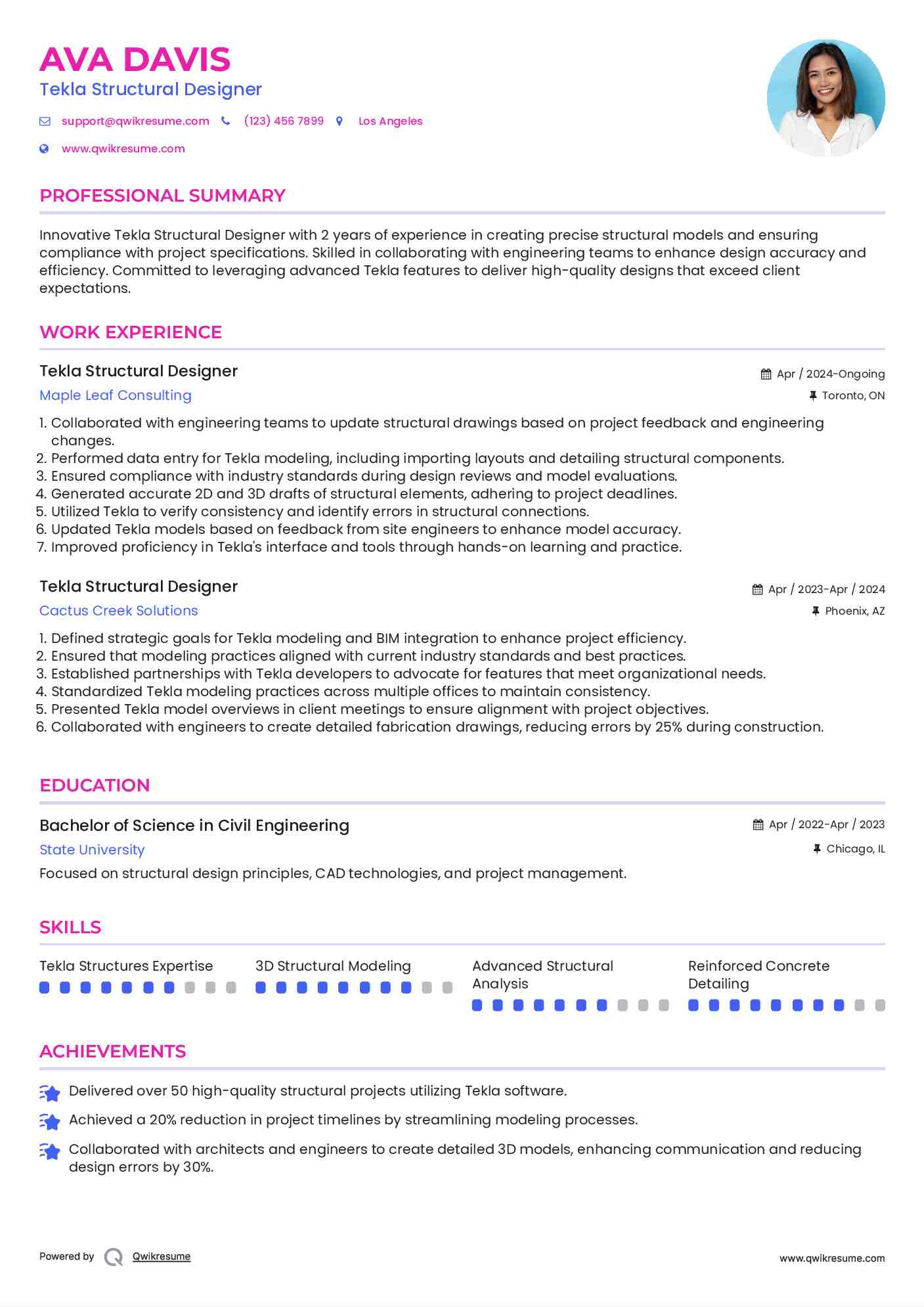 Tekla Structural Designer Resume Model