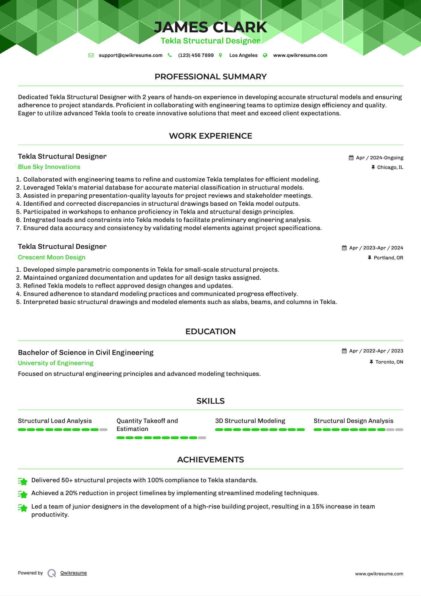 Tekla Structural Designer Resume Template
