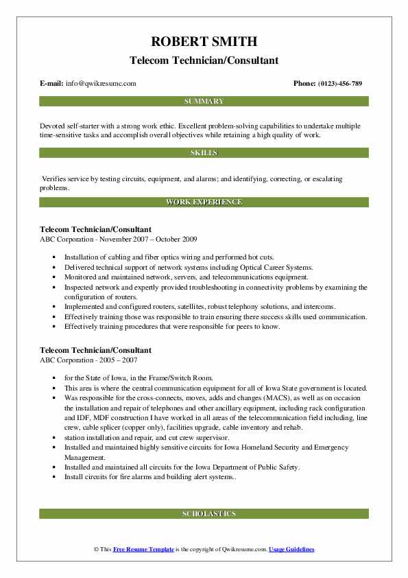 Technician Resume Samples QwikResume