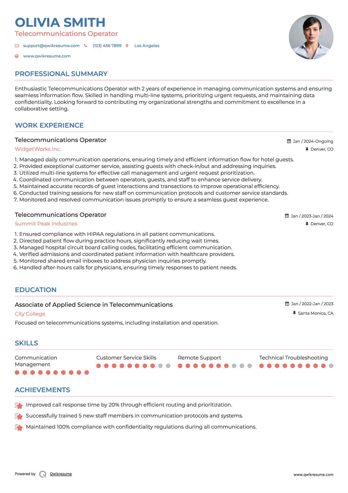 10 Telecommunications Operator - Telecommunications Operator 1565607218 Pdf 