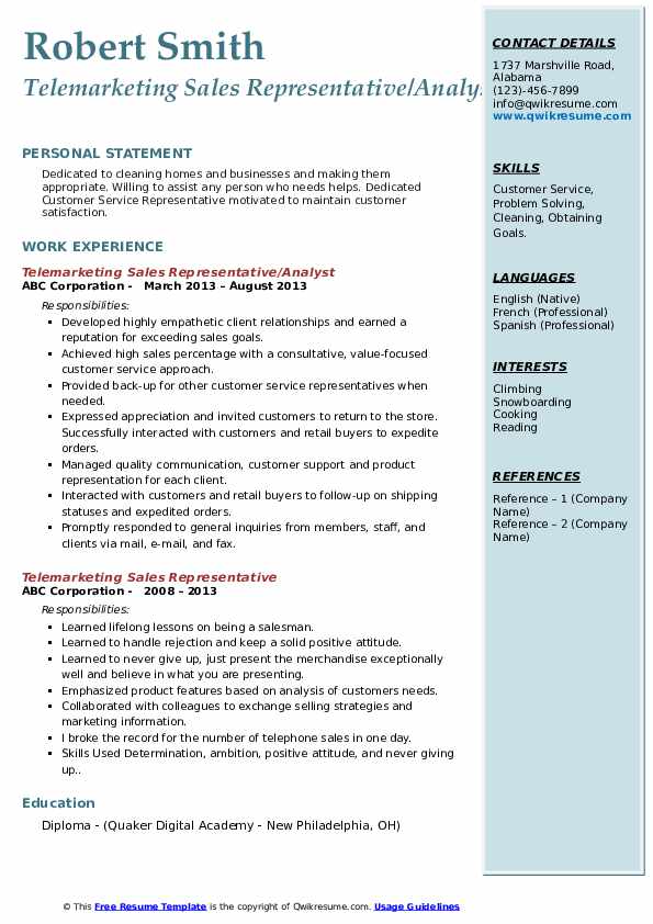 telemarketing sales representative resume samples qwikresume telemarketing sample resumes