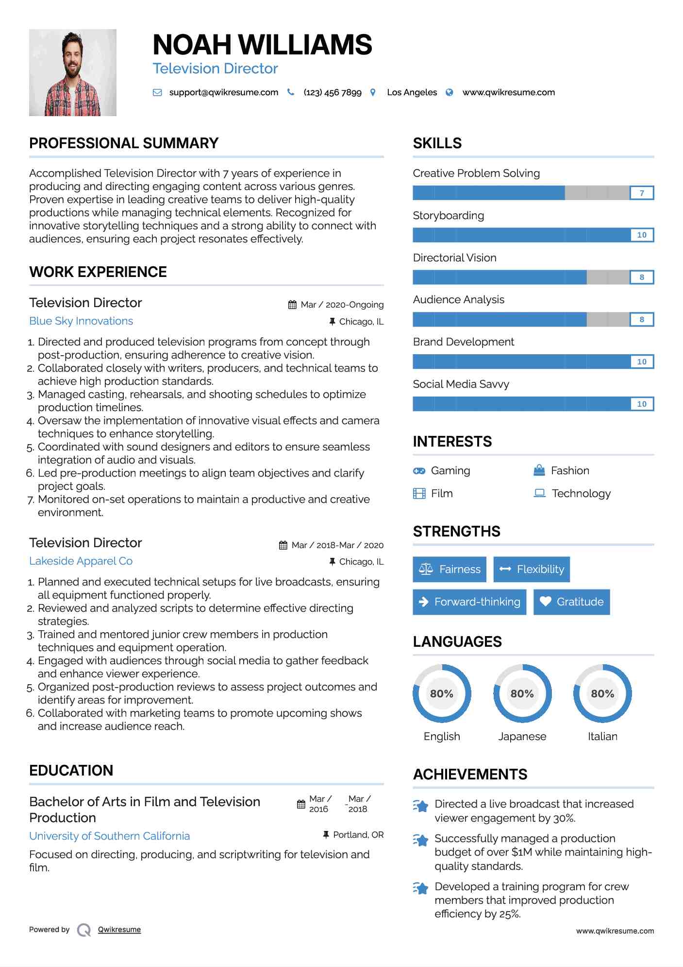 Television Director Resume Template