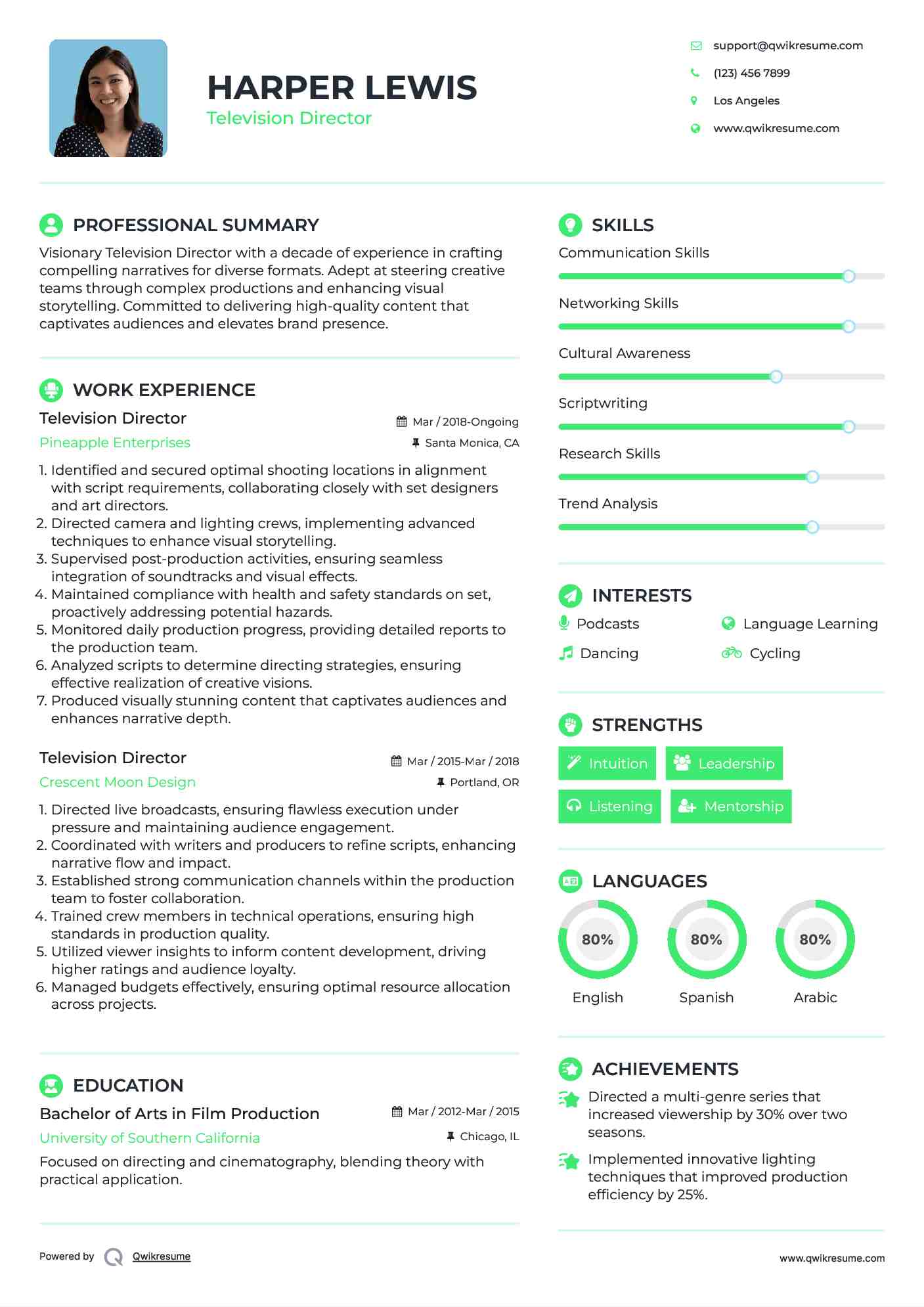 Television Director Resume Template
