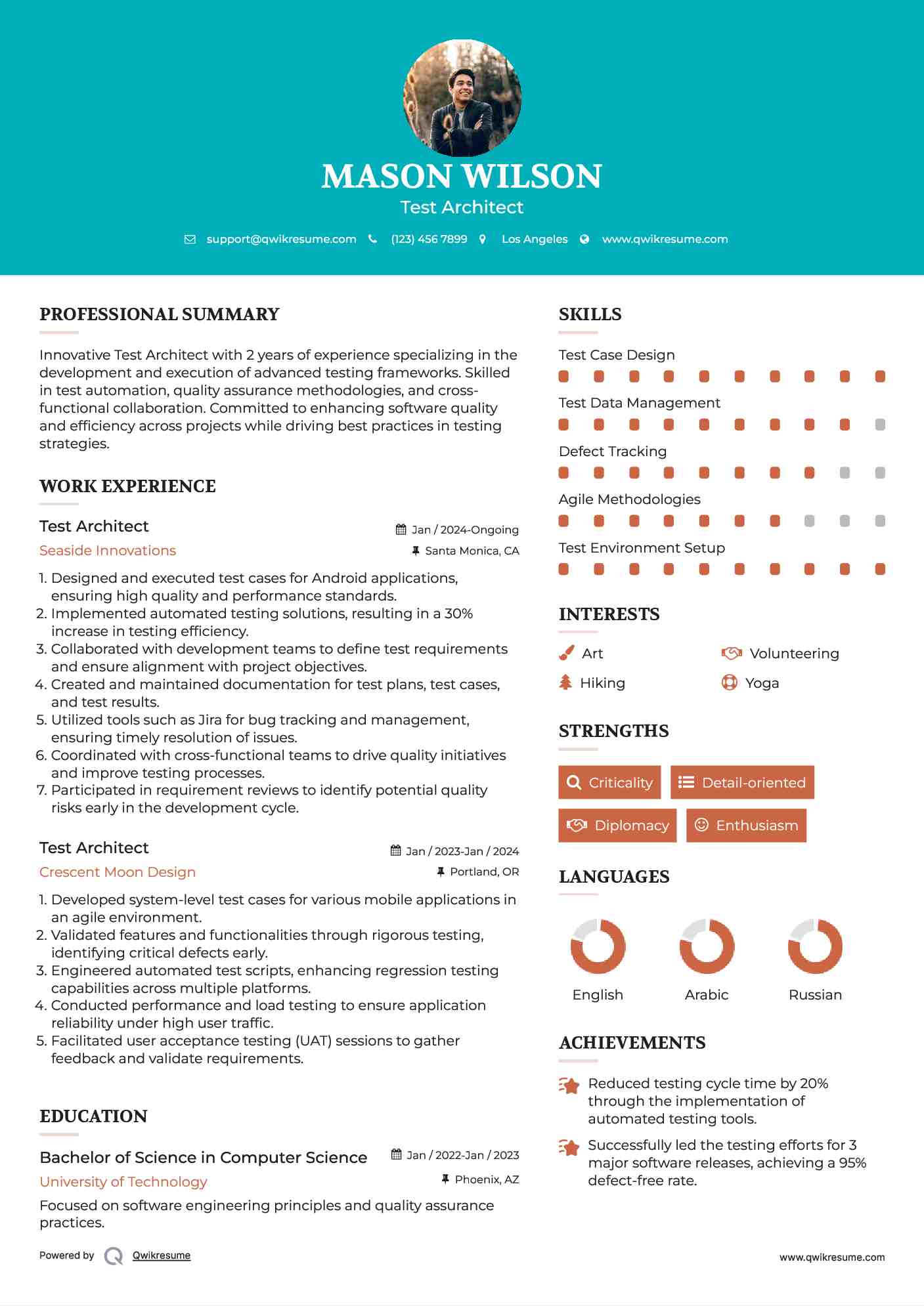 Test Architect Resume Model