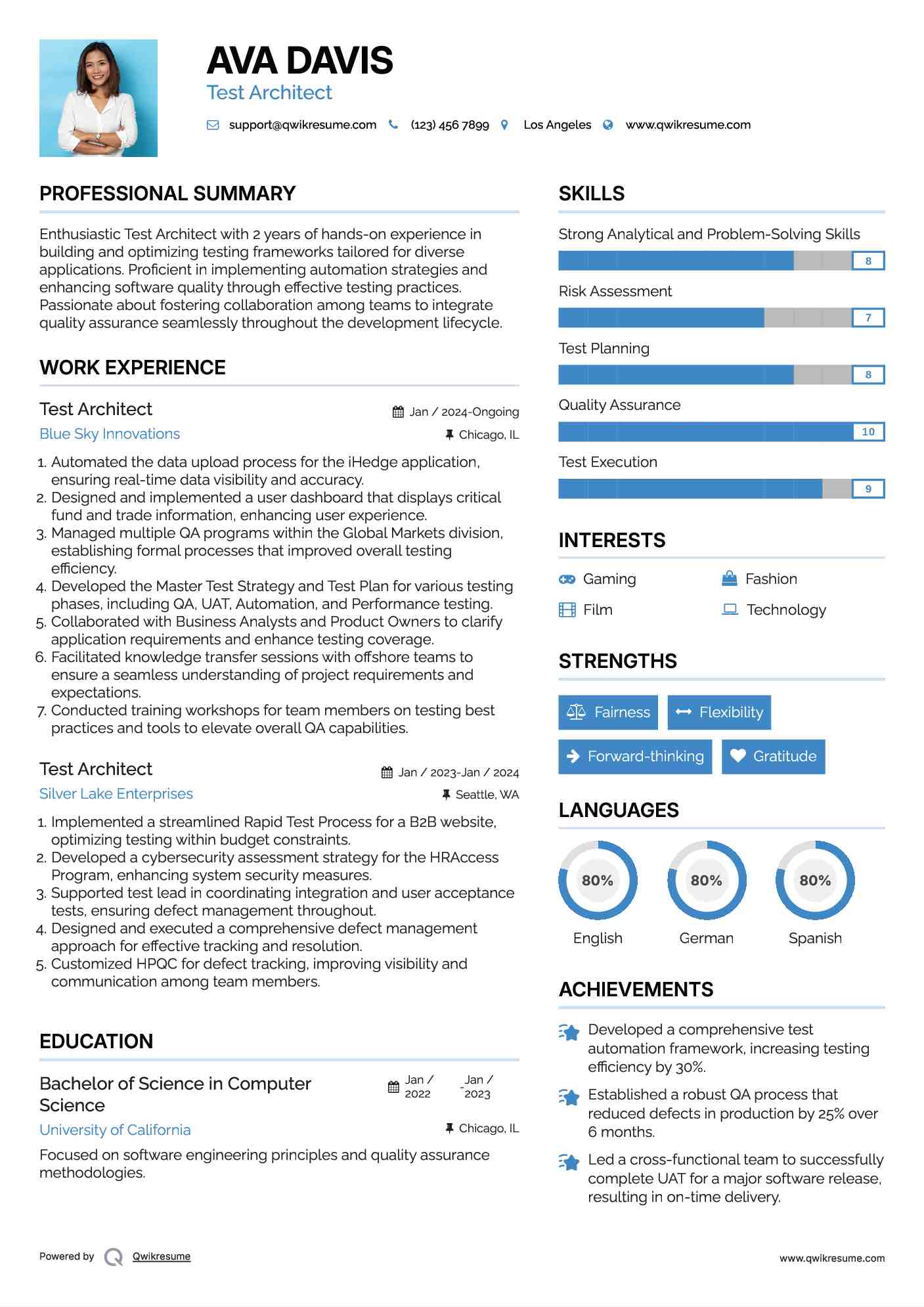 Test Architect Resume Model