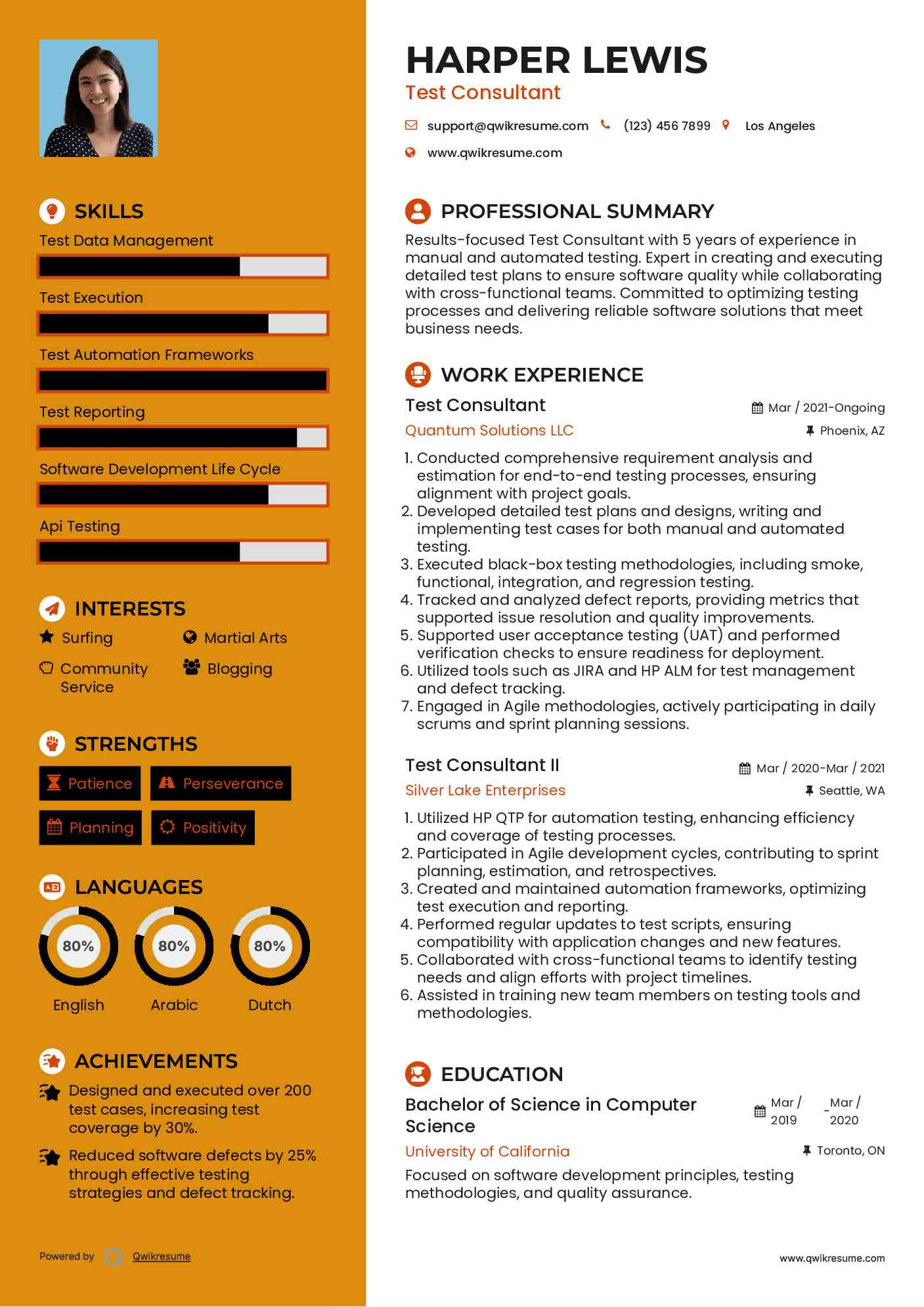 Test Consultant Resume Template