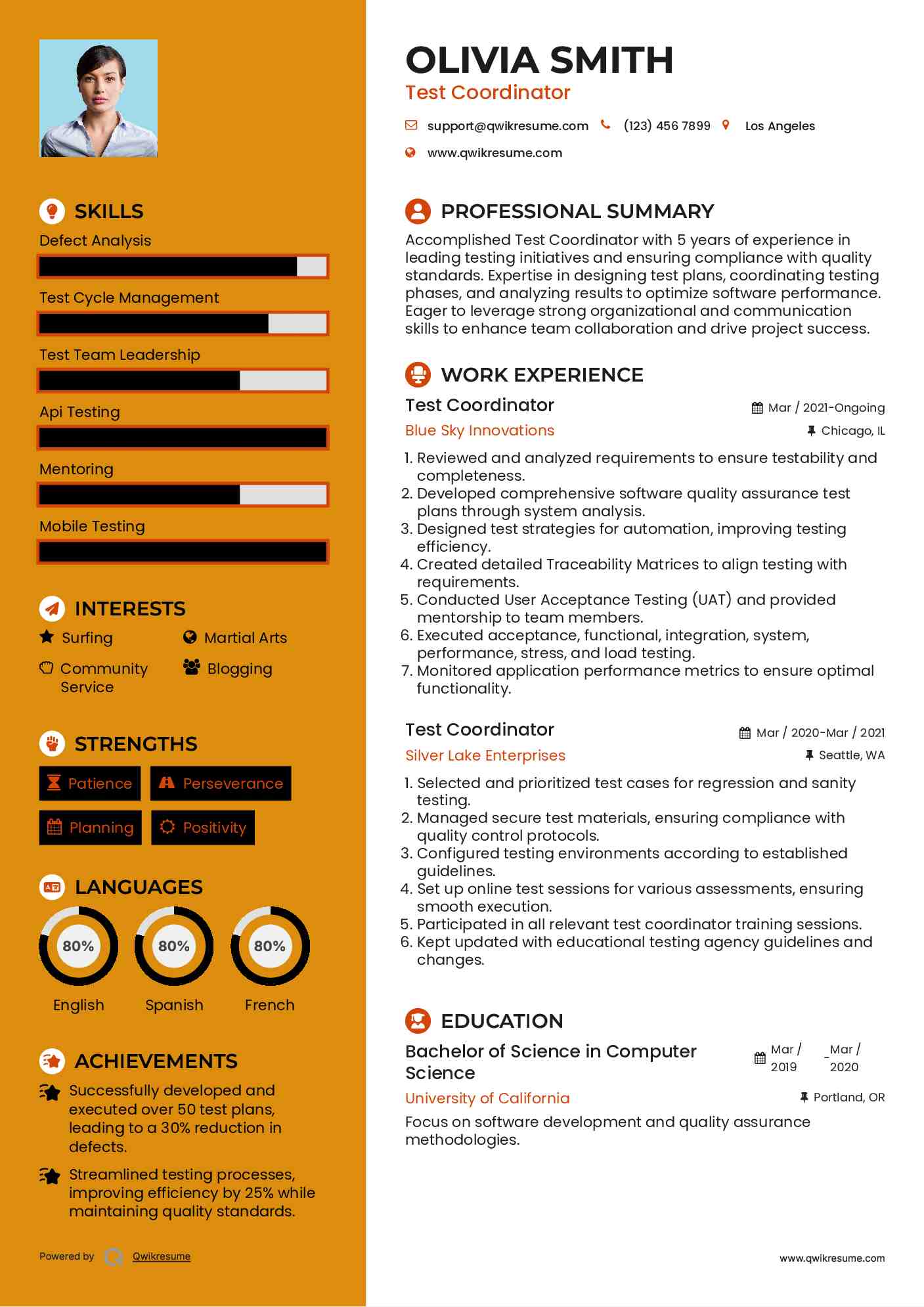 Test Coordinator Resume Format