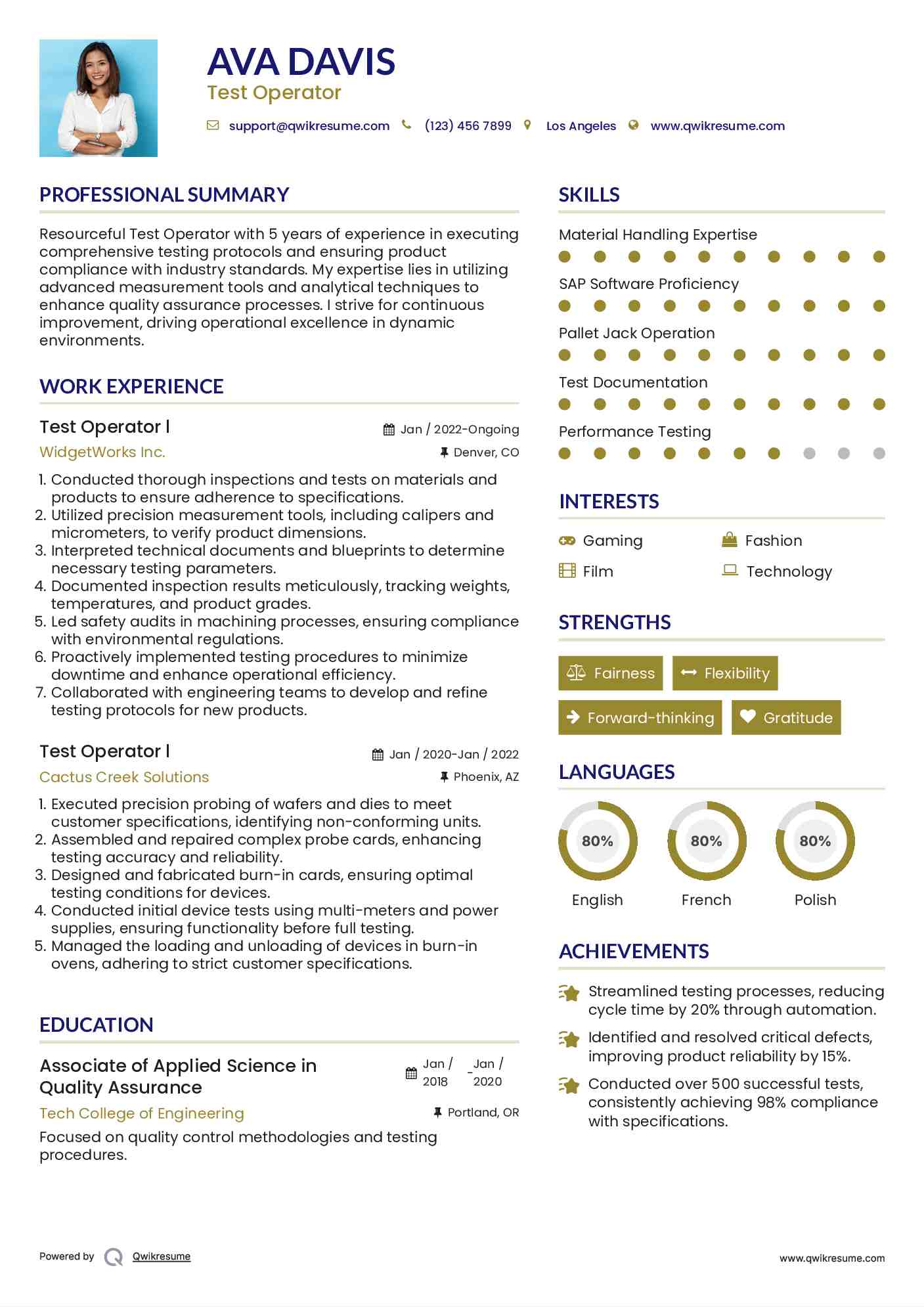 10+ Test Operator Resume Samples & Templates for 2025