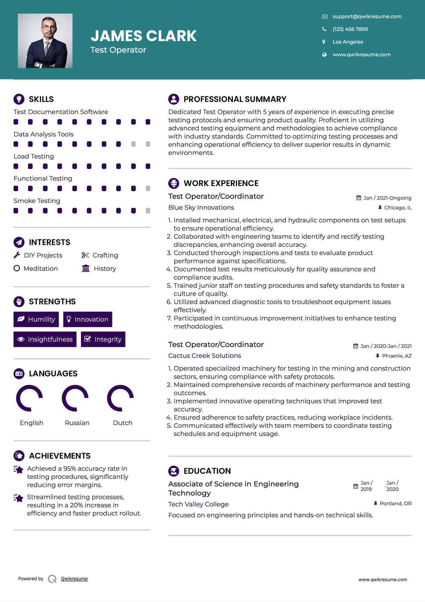10+ Test Operator Resume Samples & Templates for 2025