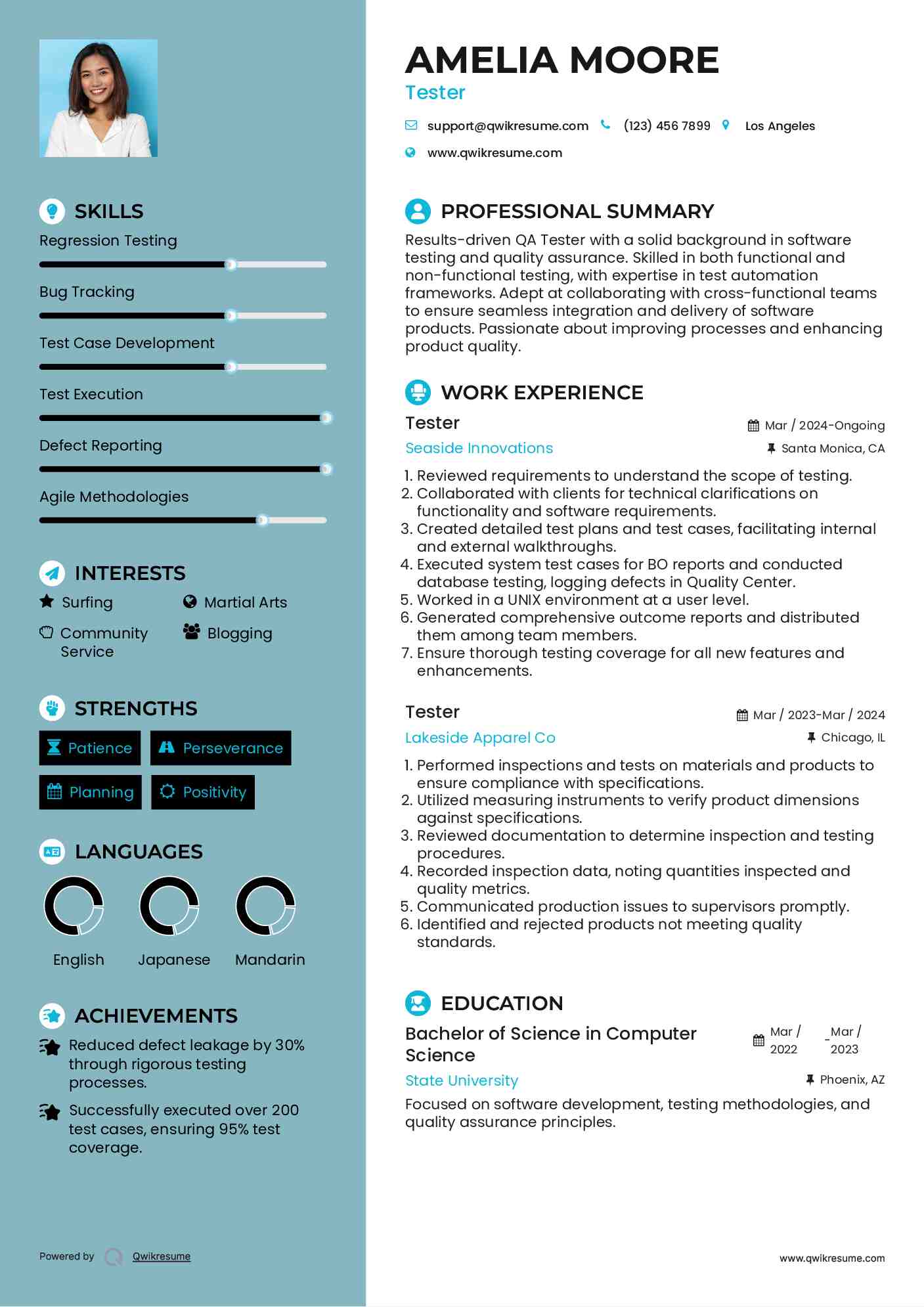 Tester Resume Model