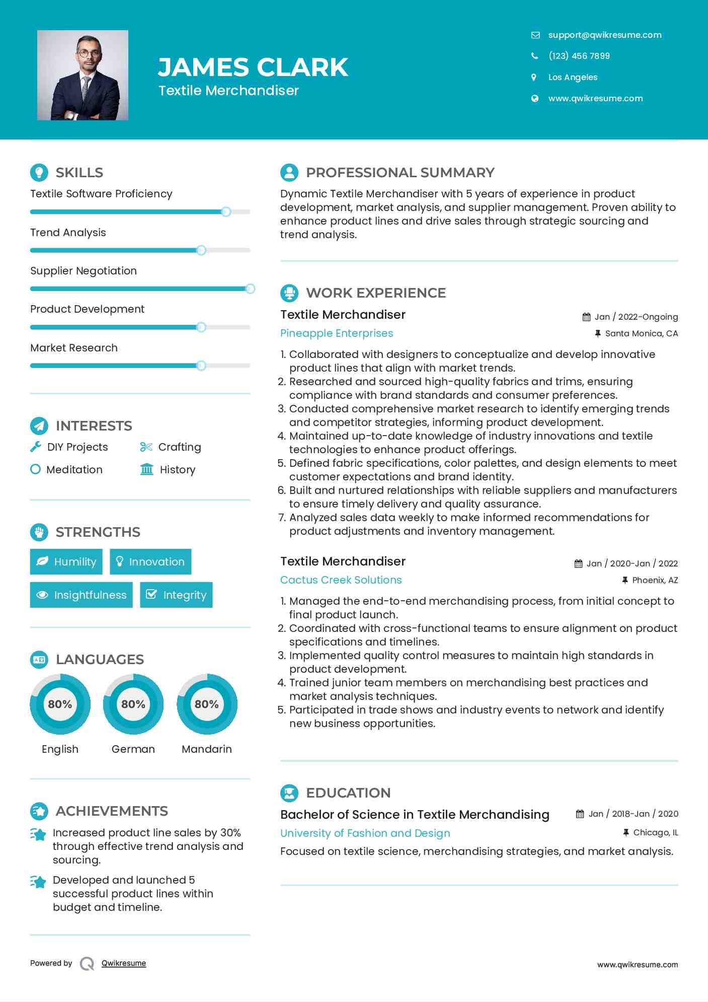 Textile Merchandiser Resume Template