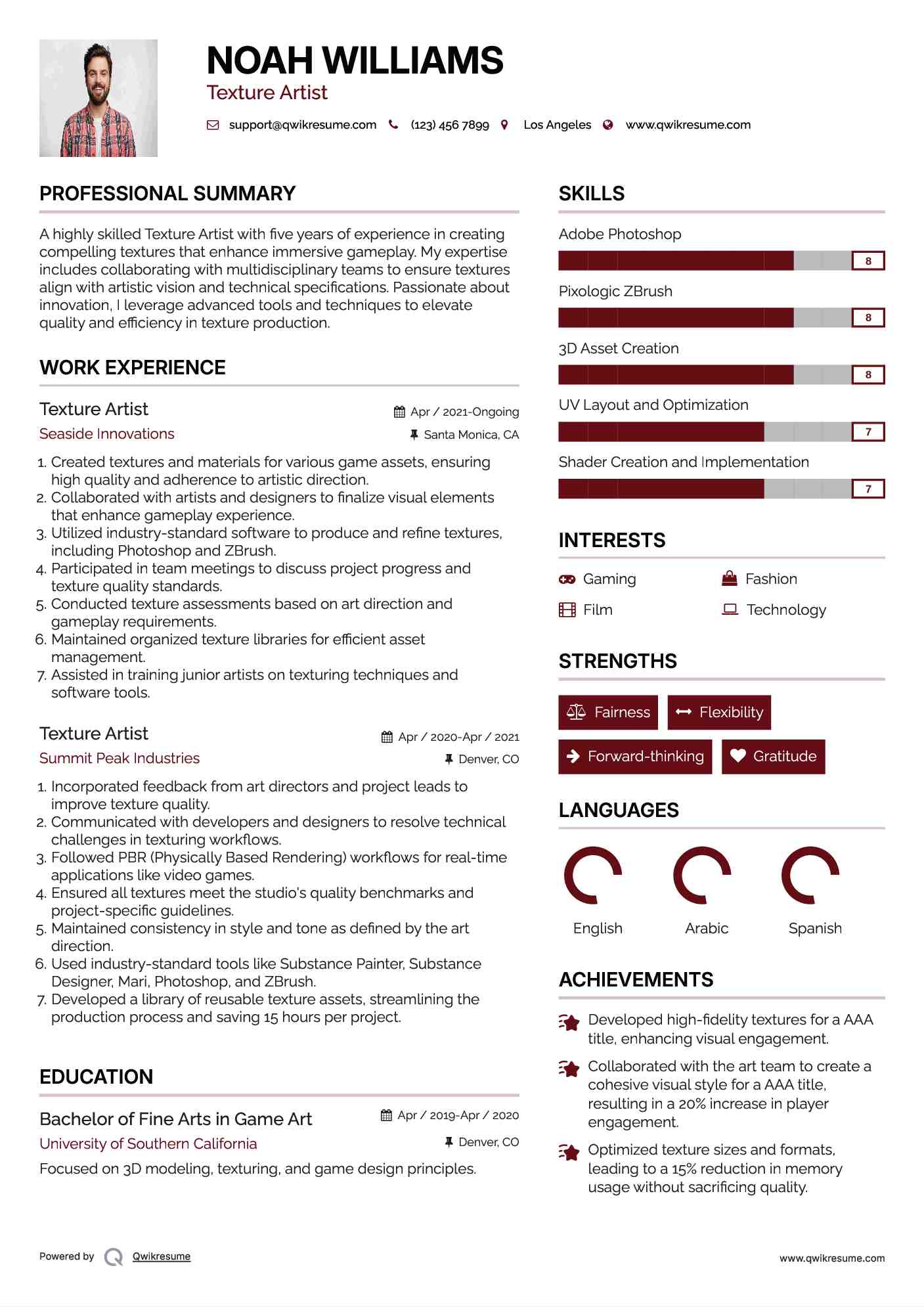 Texture Artist Resume Format