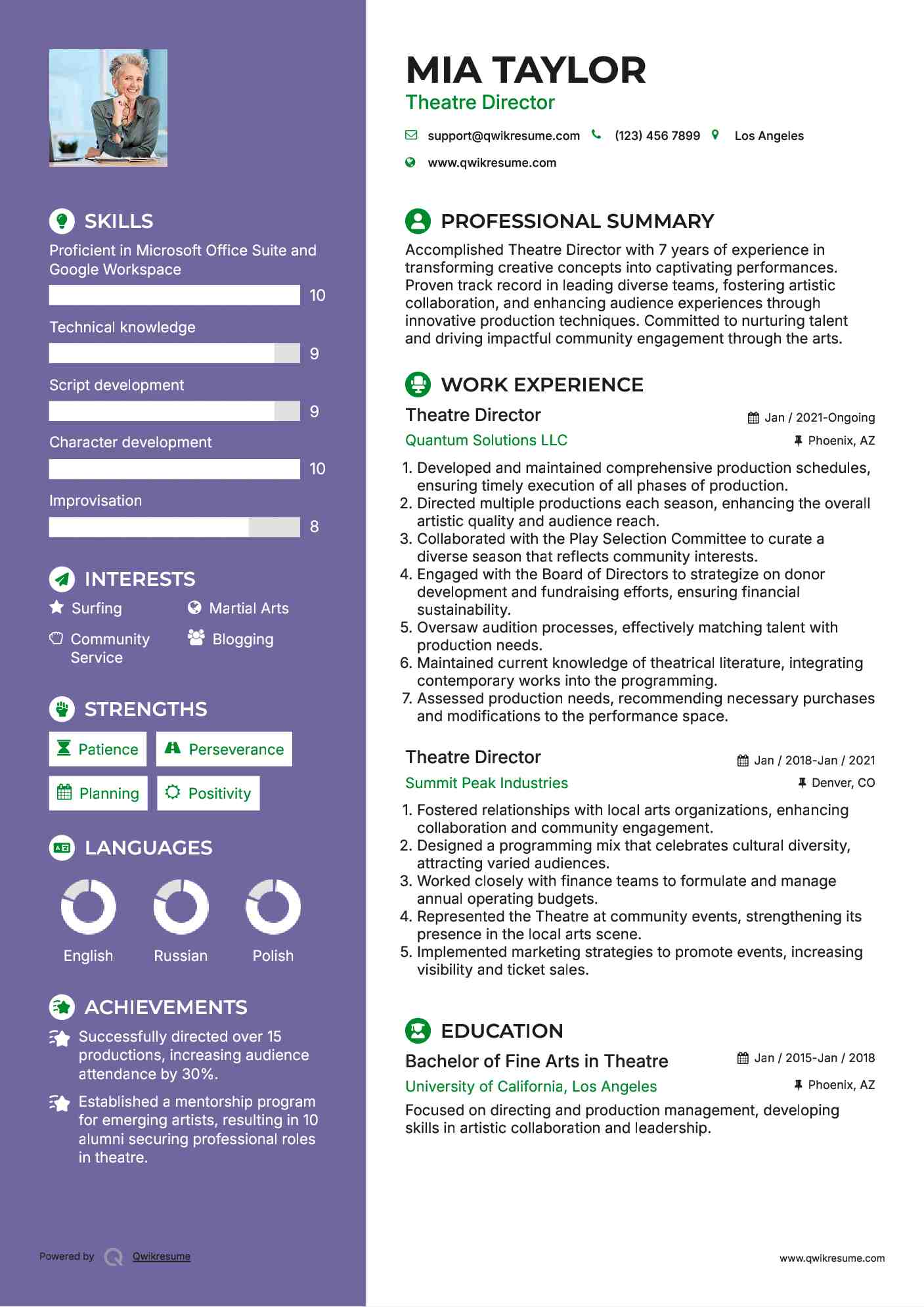 10 Theatre Director Resume Samples Templates For 2026
