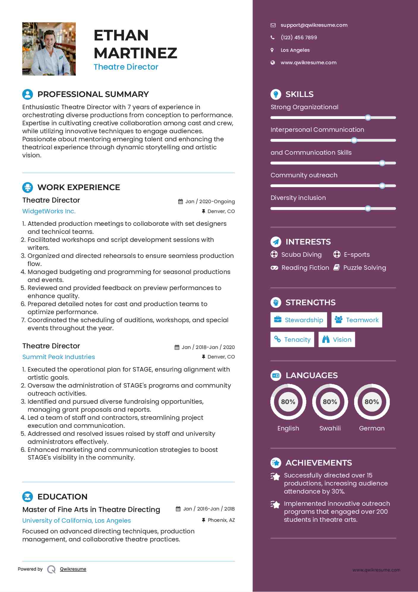 10 Theatre Director Resume Samples Templates For 2026
