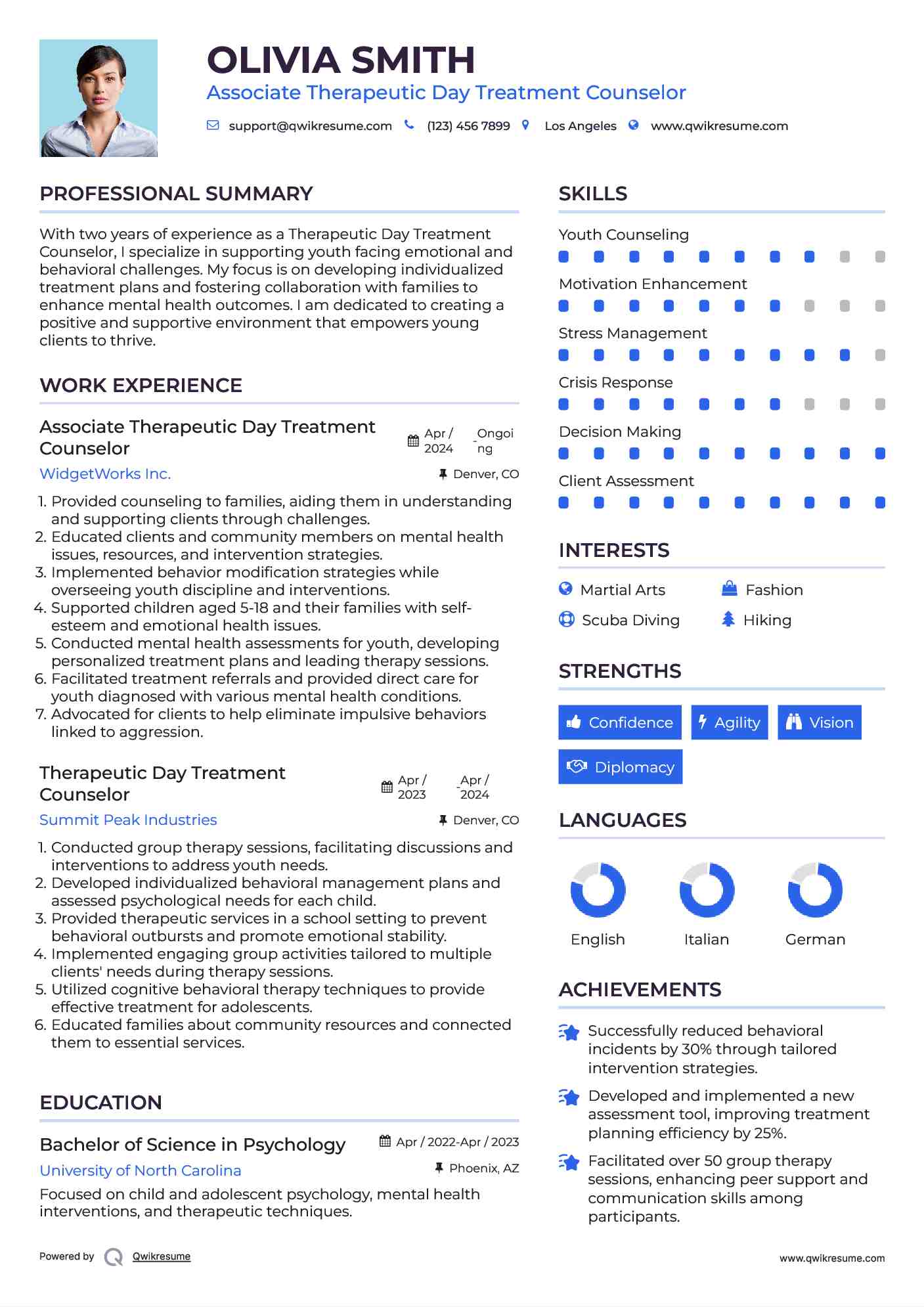Associate Therapeutic Day Treatment Counselor Resume Template