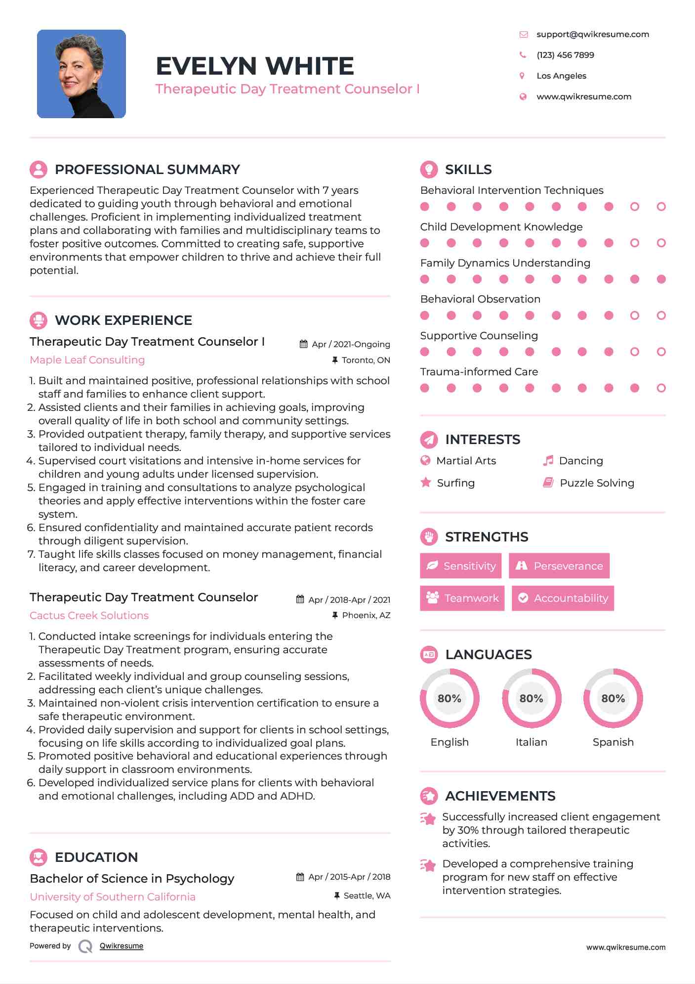 Therapeutic Day Treatment Counselor I Resume Format