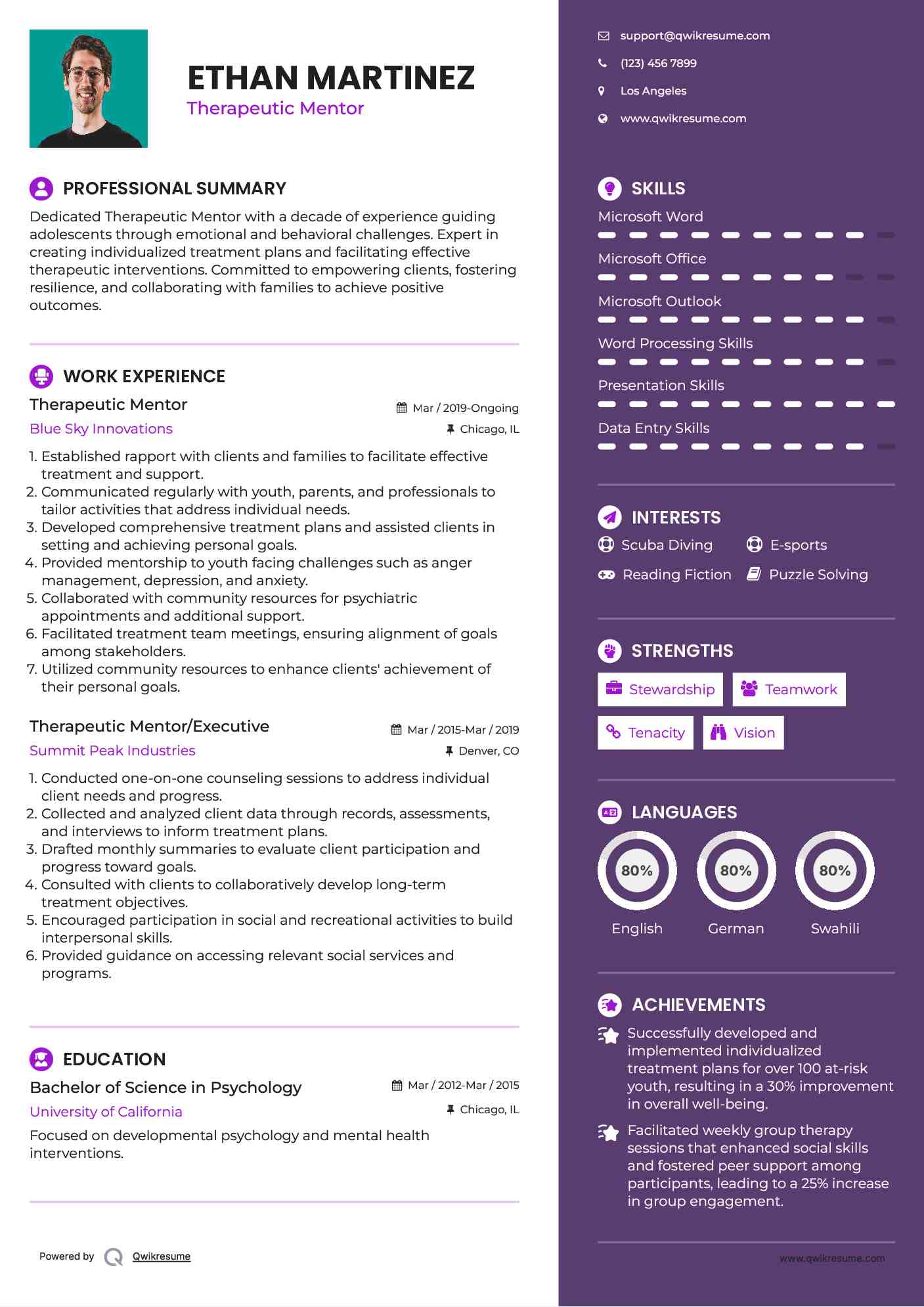 Therapeutic Mentor Resume Template