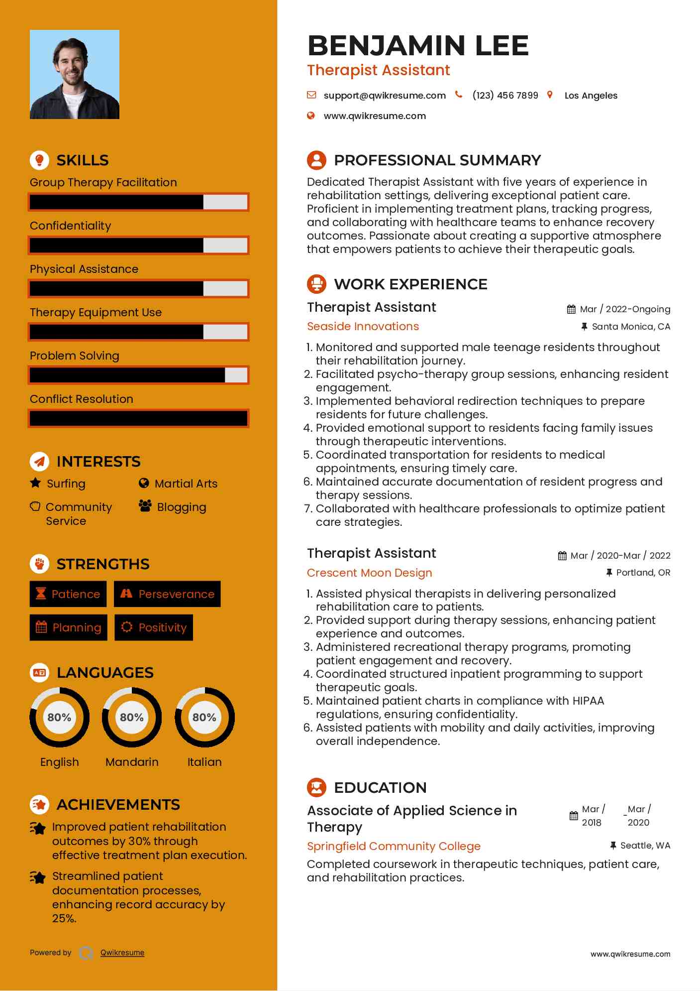 Therapist Assistant Resume Model