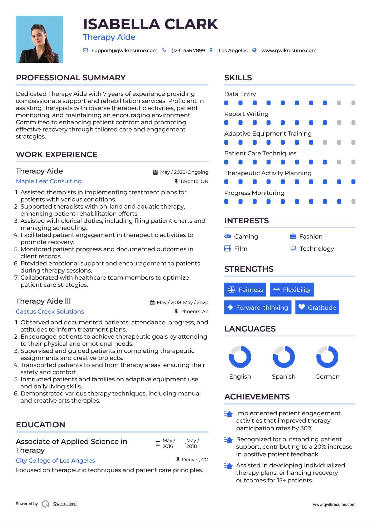 Therapy Aide Resume Format