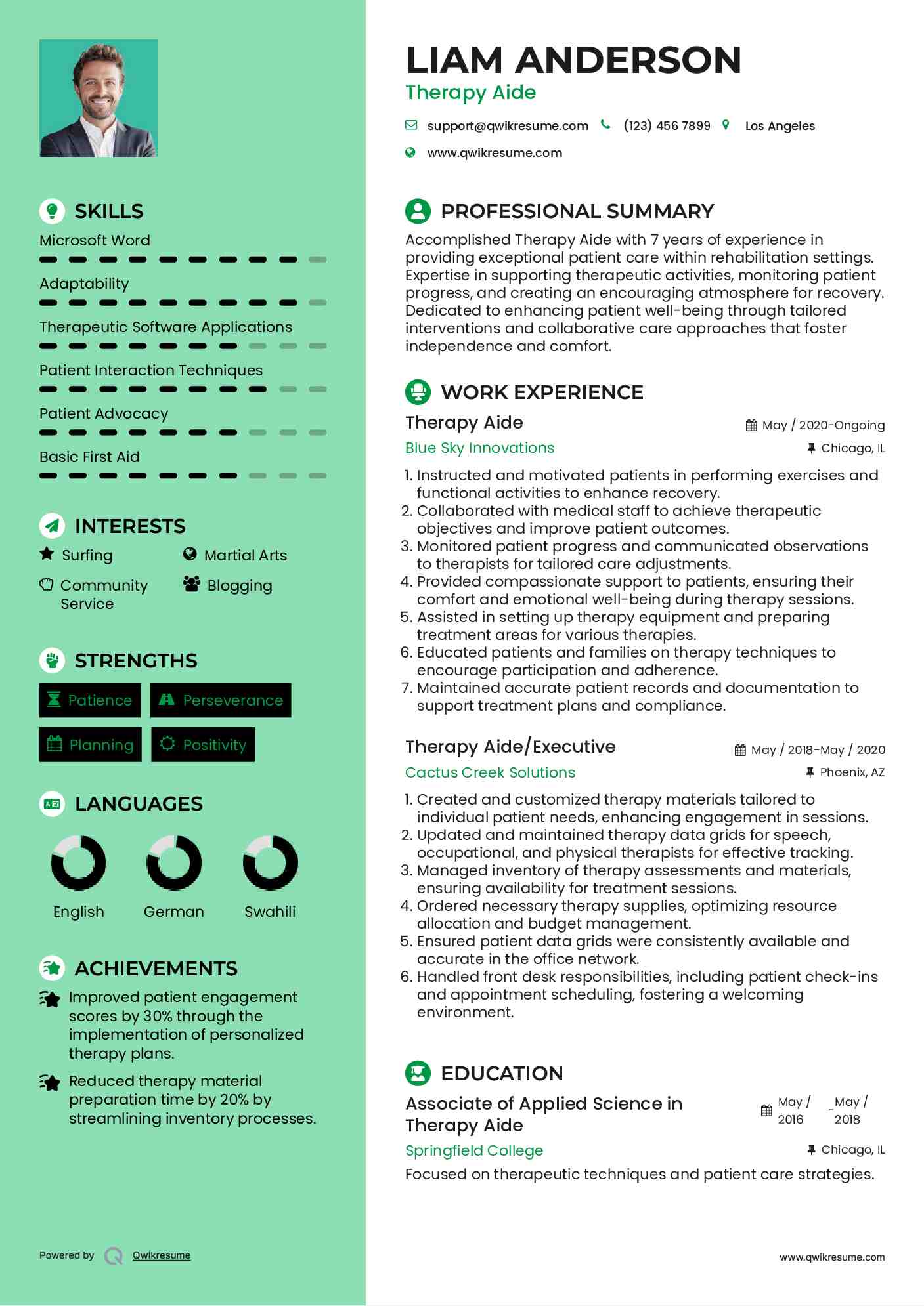 Therapy Aide Resume Template